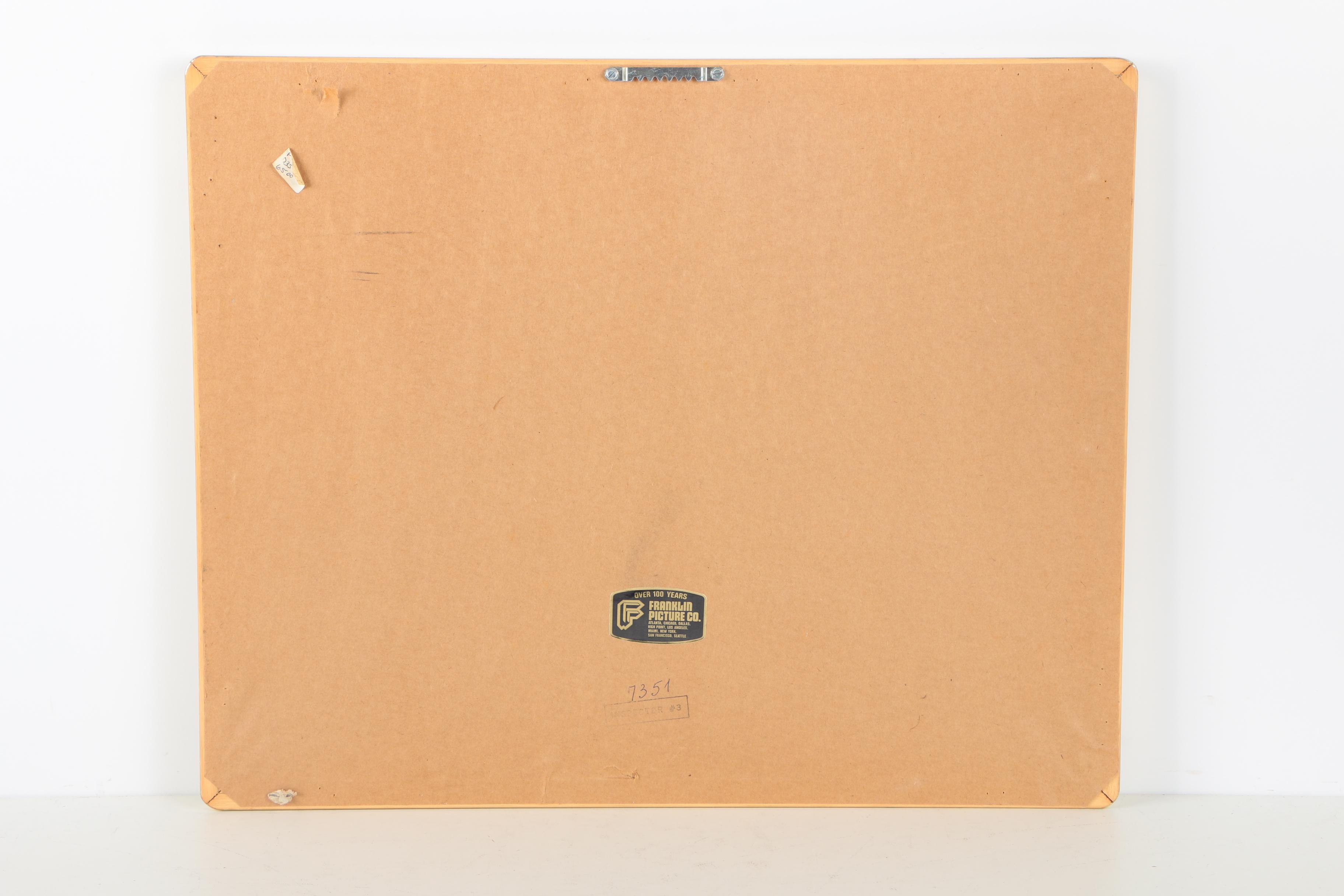 Offset Lithograph on Textured Paper of Saddled Horse in Asian Style