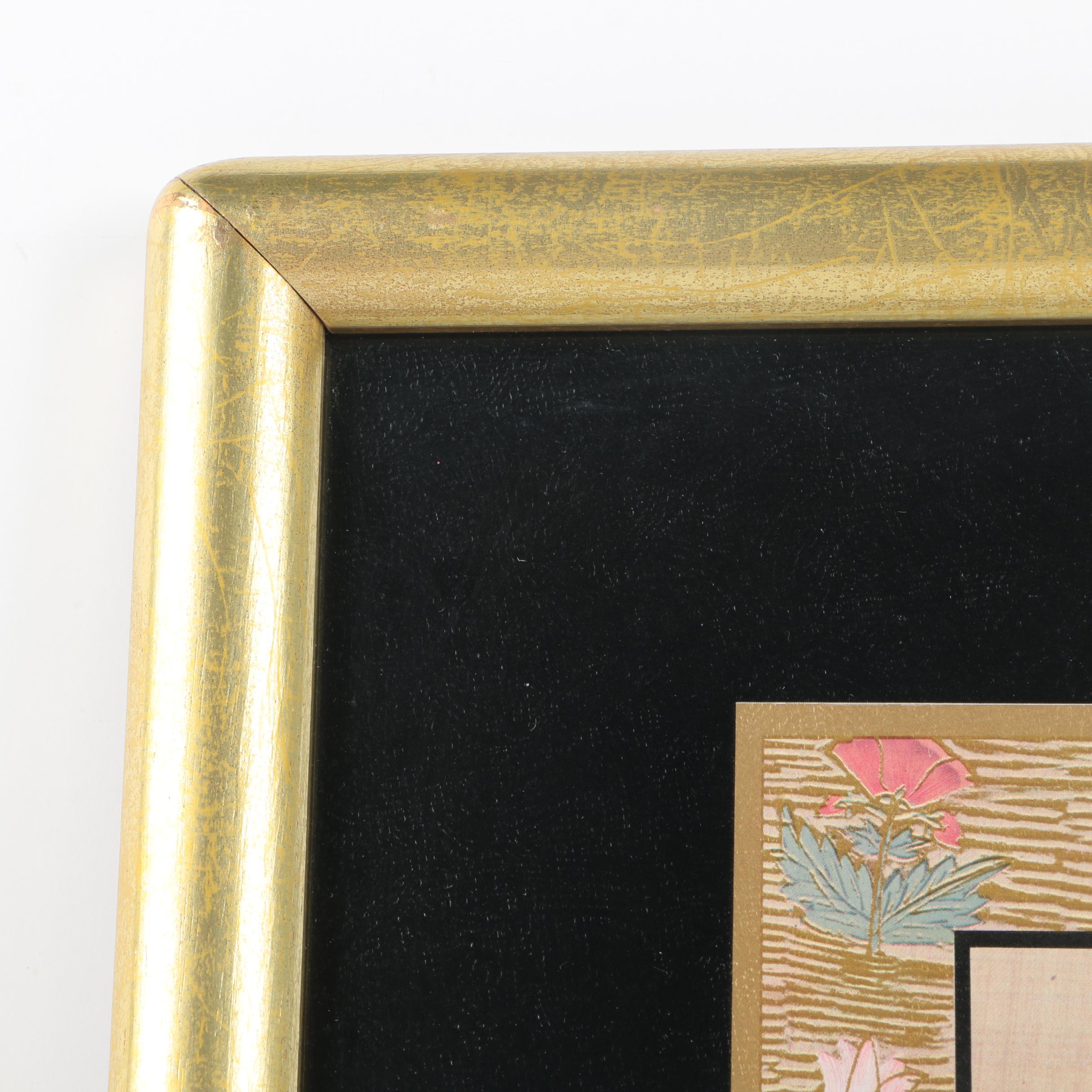 Offset Lithograph on Textured Paper of Saddled Horse in Asian Style