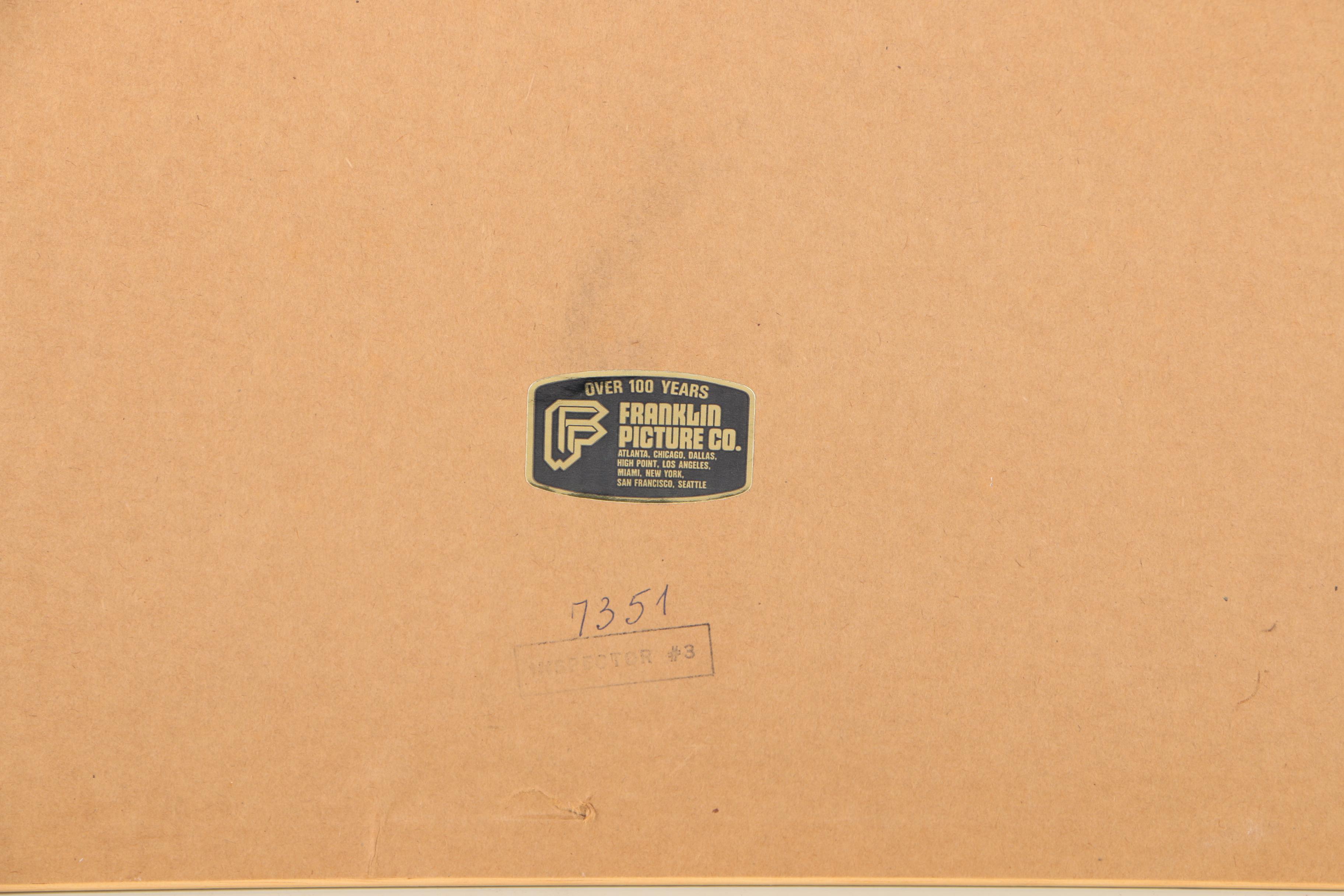 Offset Lithograph on Textured Paper of Saddled Horse in Asian Style