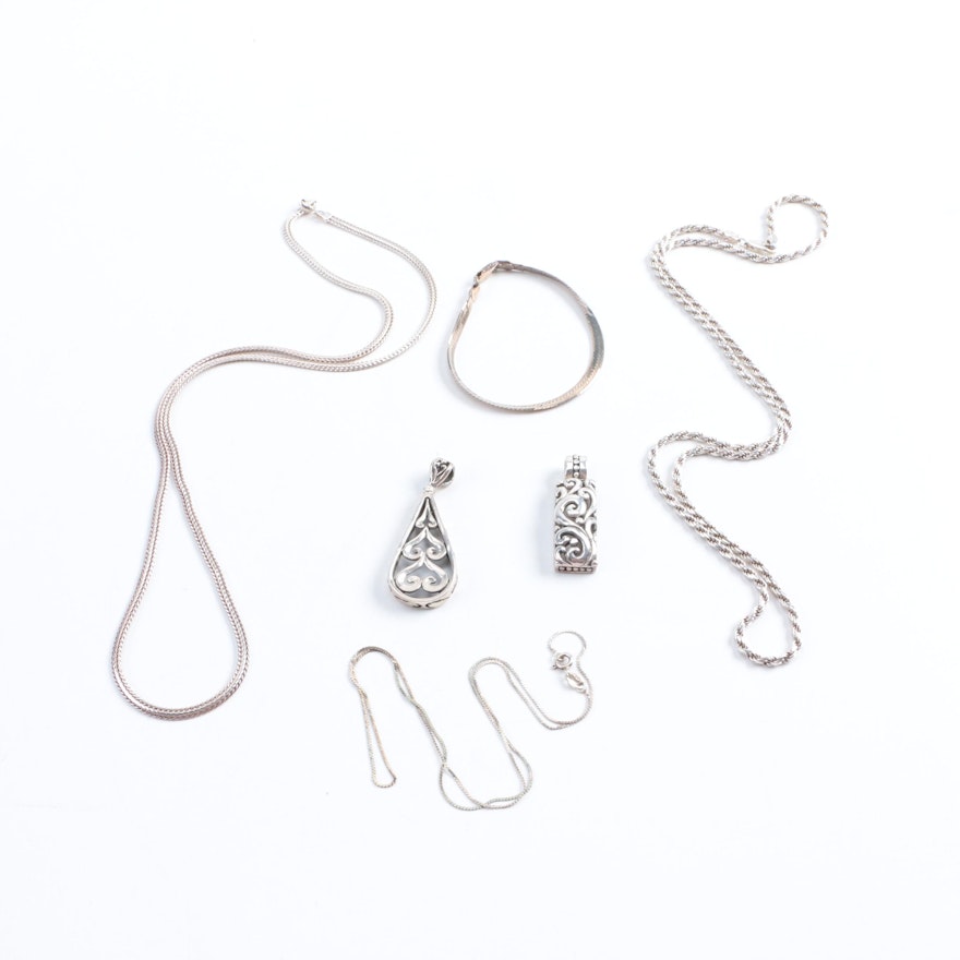 Sterling Silver Jewelry Including Necklaces