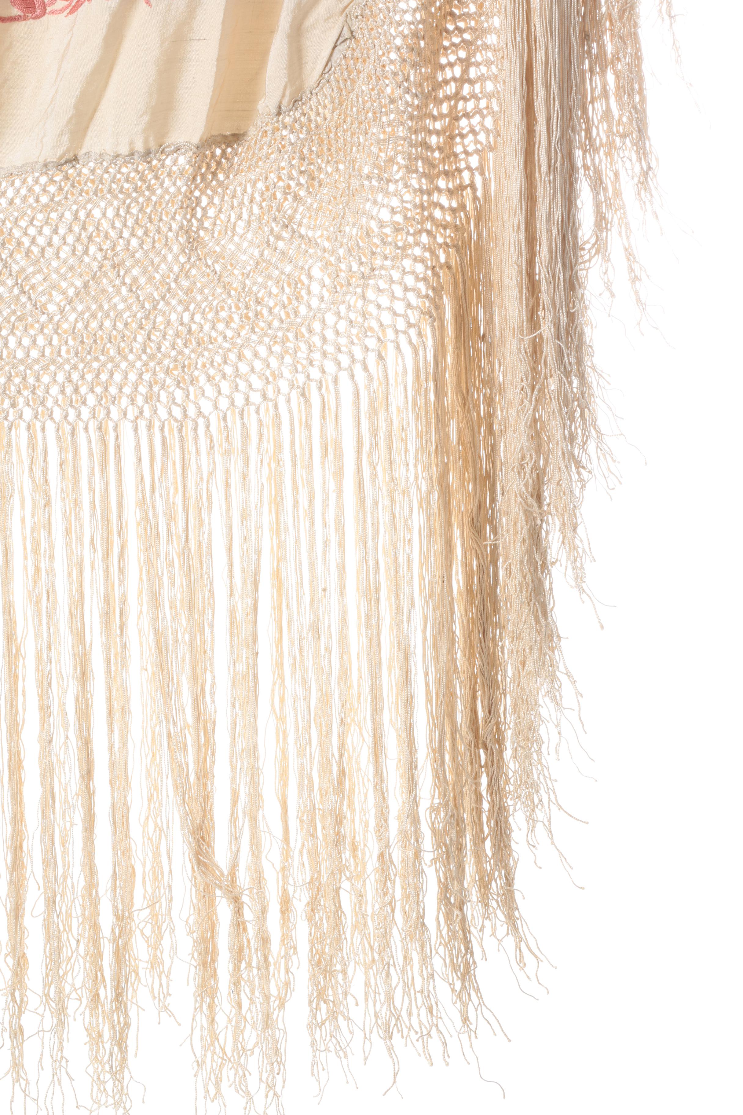 Orange and Pink Embroidered Piano Shawl