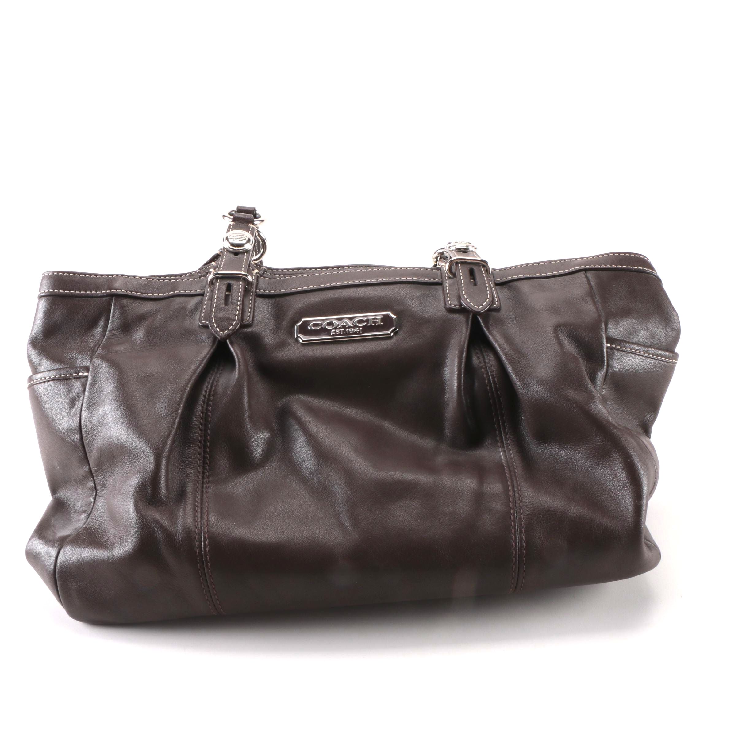 Coach Pleated Leather Shoulder Bag