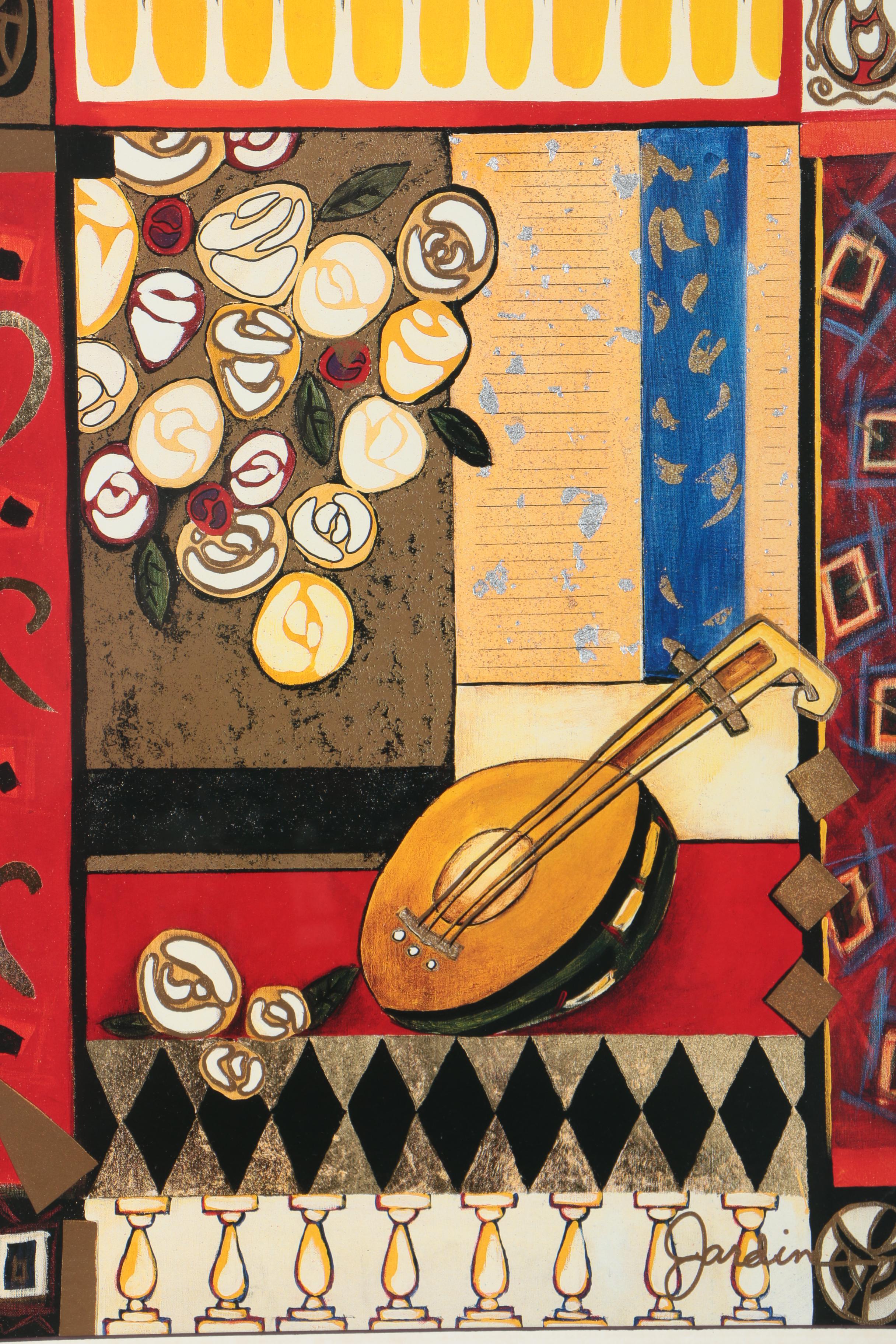 Elizabeth Jardine Hand Embellished Offset Lithograph "One for the Roses"