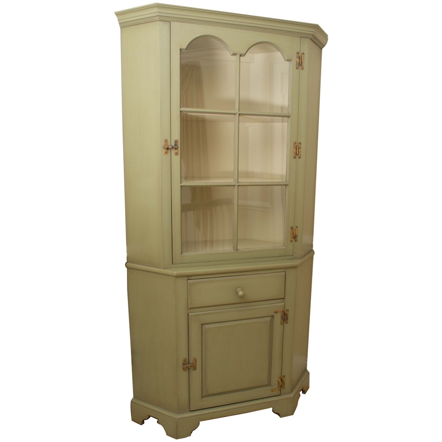 Green Pine Corner Display Cabinet