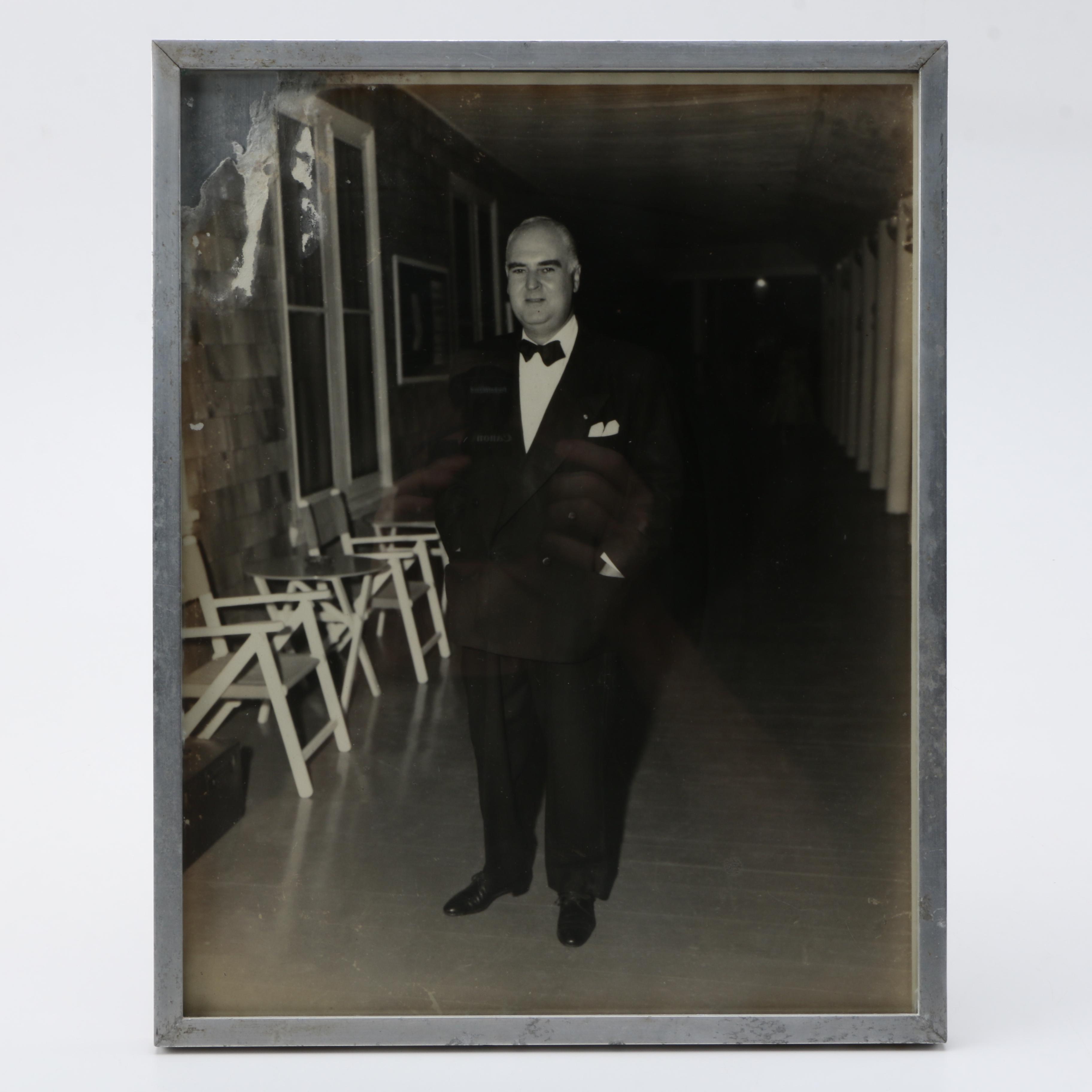 Palmer Smith Art Deco Aluminum Picture Frame With Imprinted Leaf Design