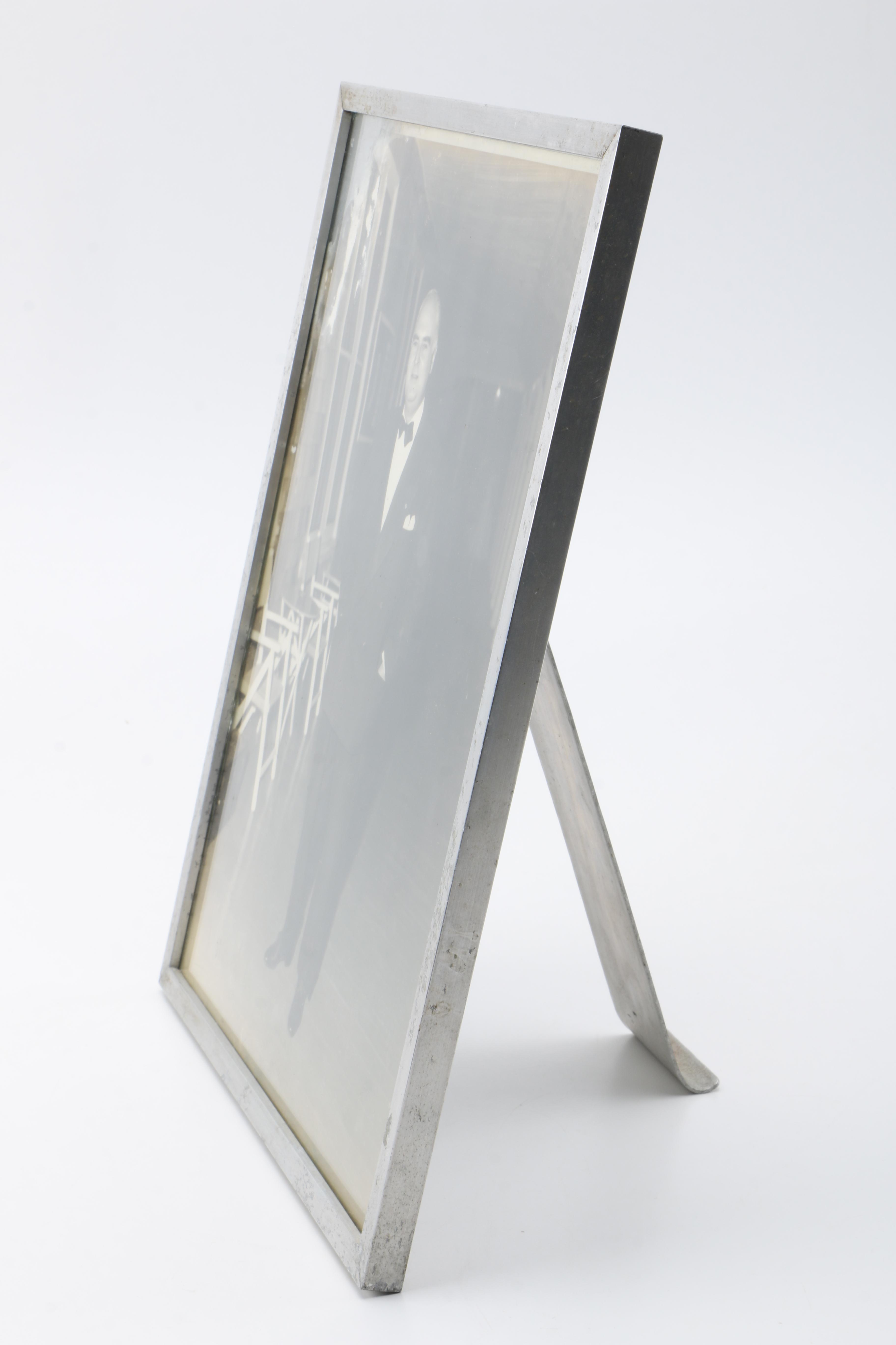 Palmer Smith Art Deco Aluminum Picture Frame With Imprinted Leaf Design