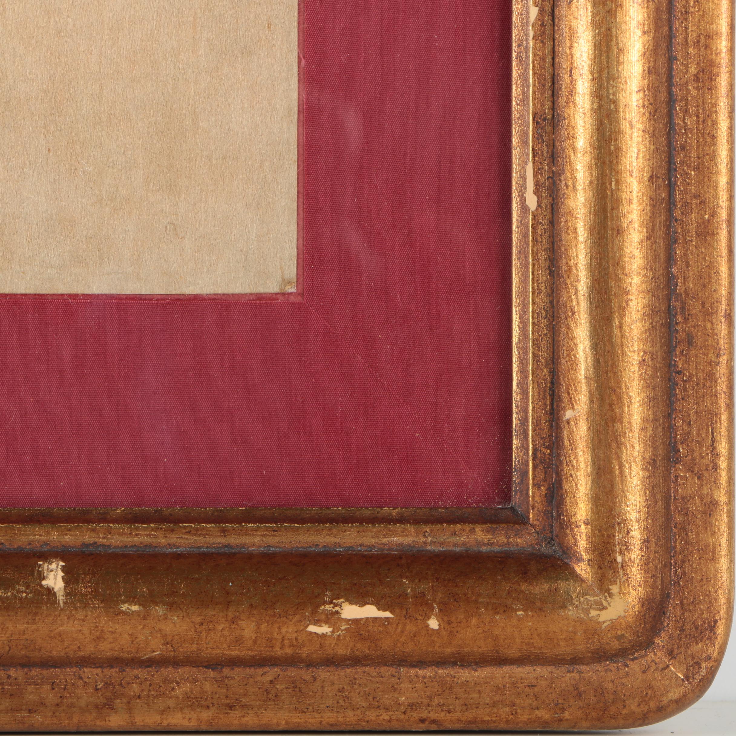 East Asian Style Gouache Painting on Paper of Travelers