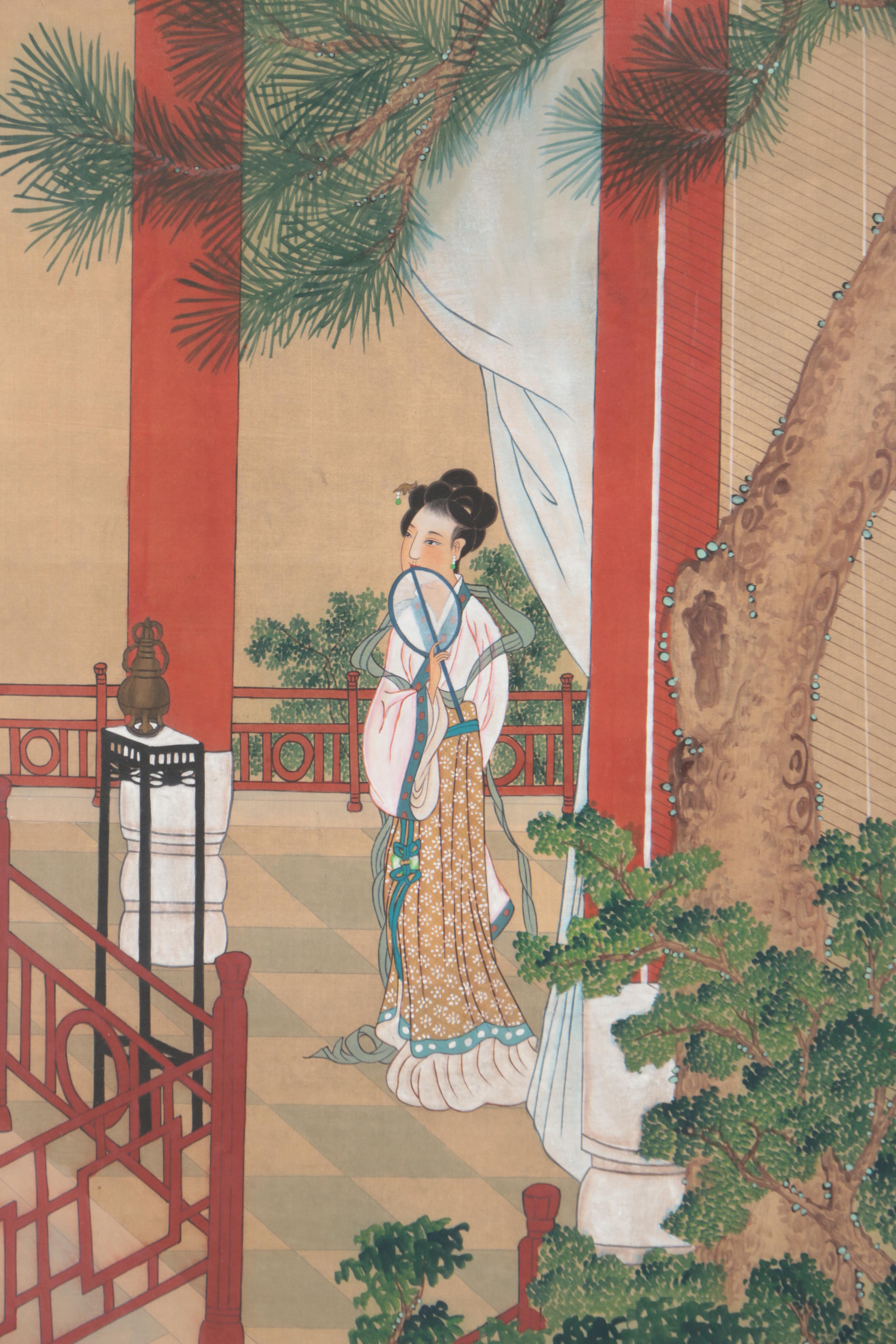 Chinese Gouache and Watercolor Painting on Silk