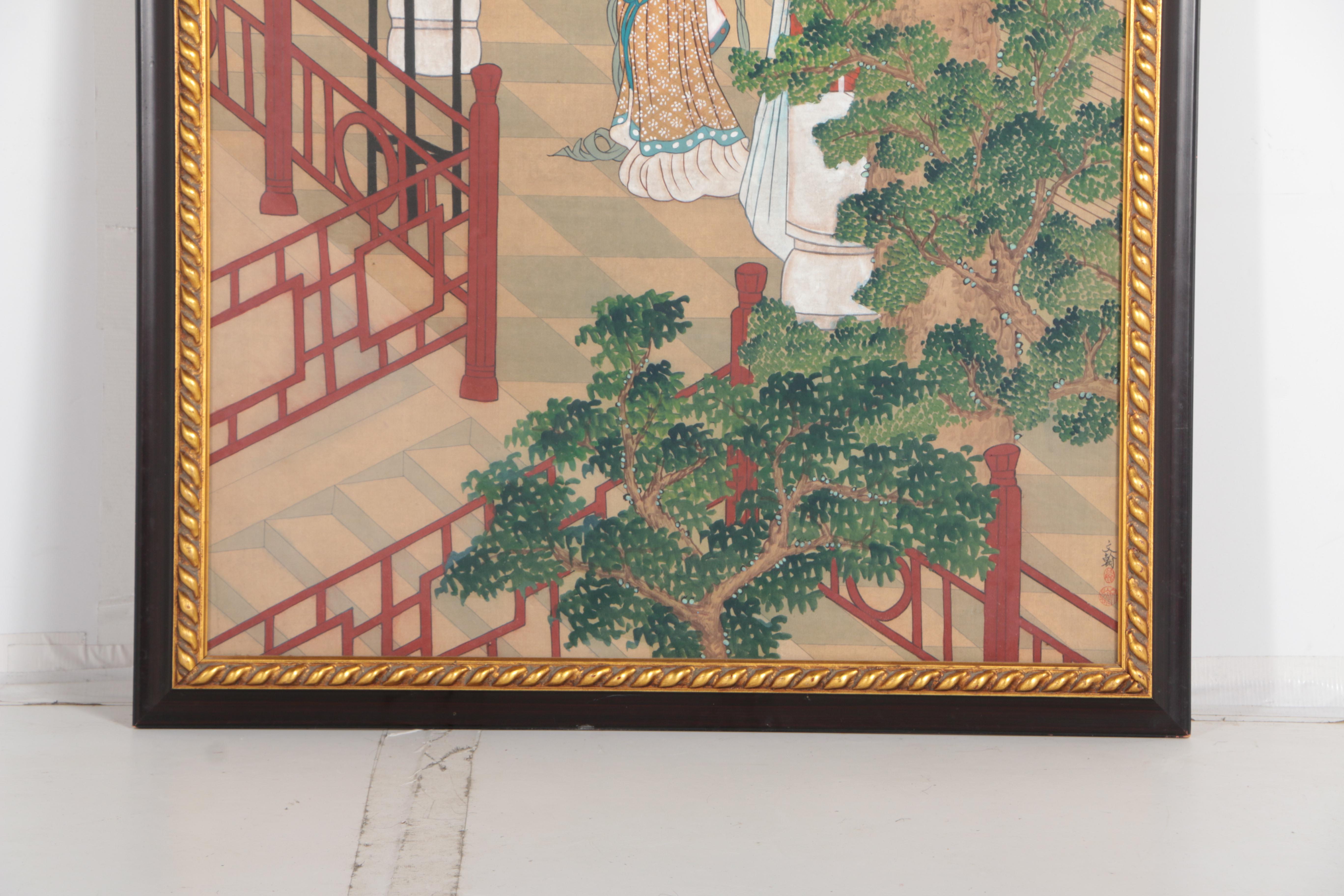 Chinese Gouache and Watercolor Painting on Silk