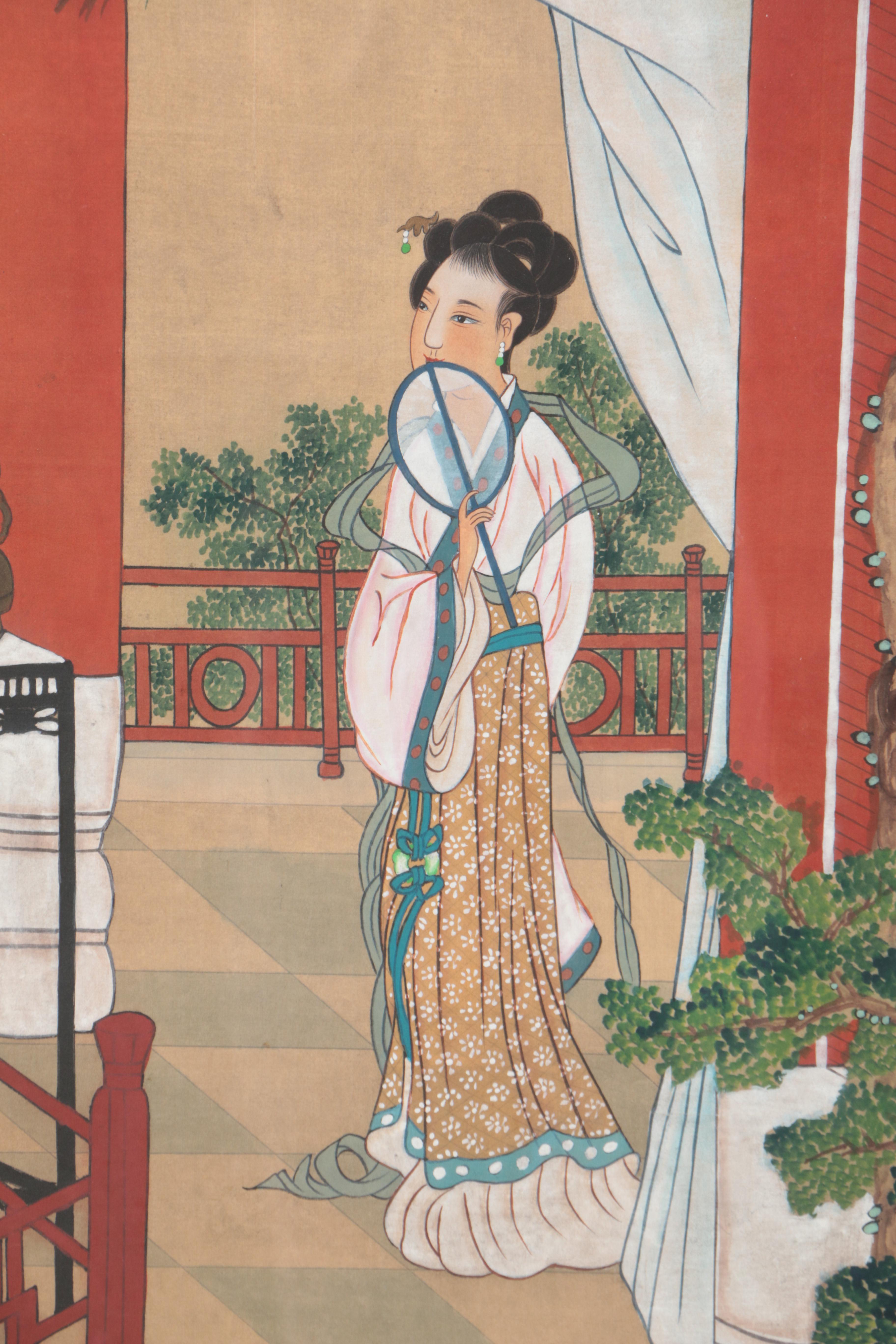 Chinese Gouache and Watercolor Painting on Silk