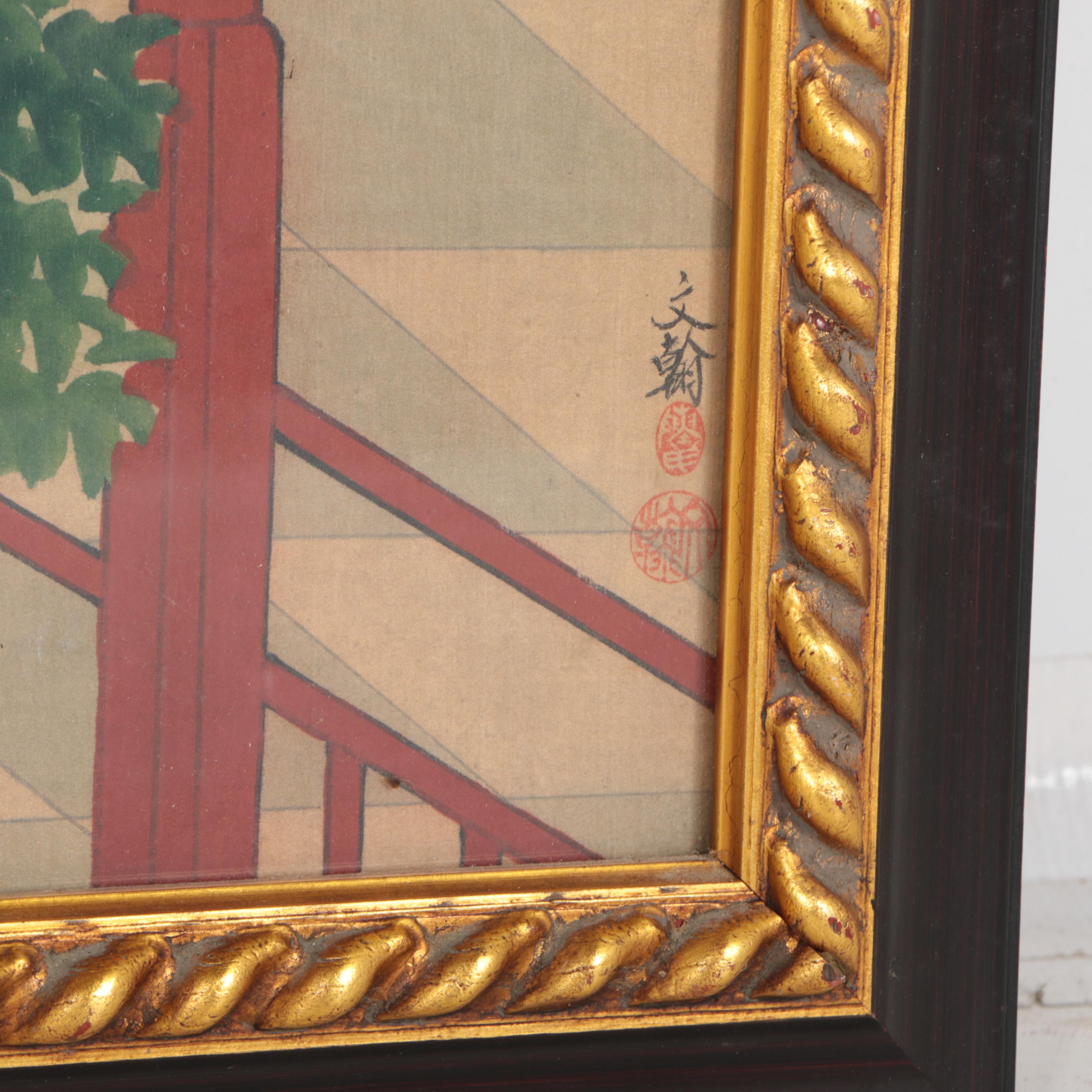 Chinese Gouache and Watercolor Painting on Silk