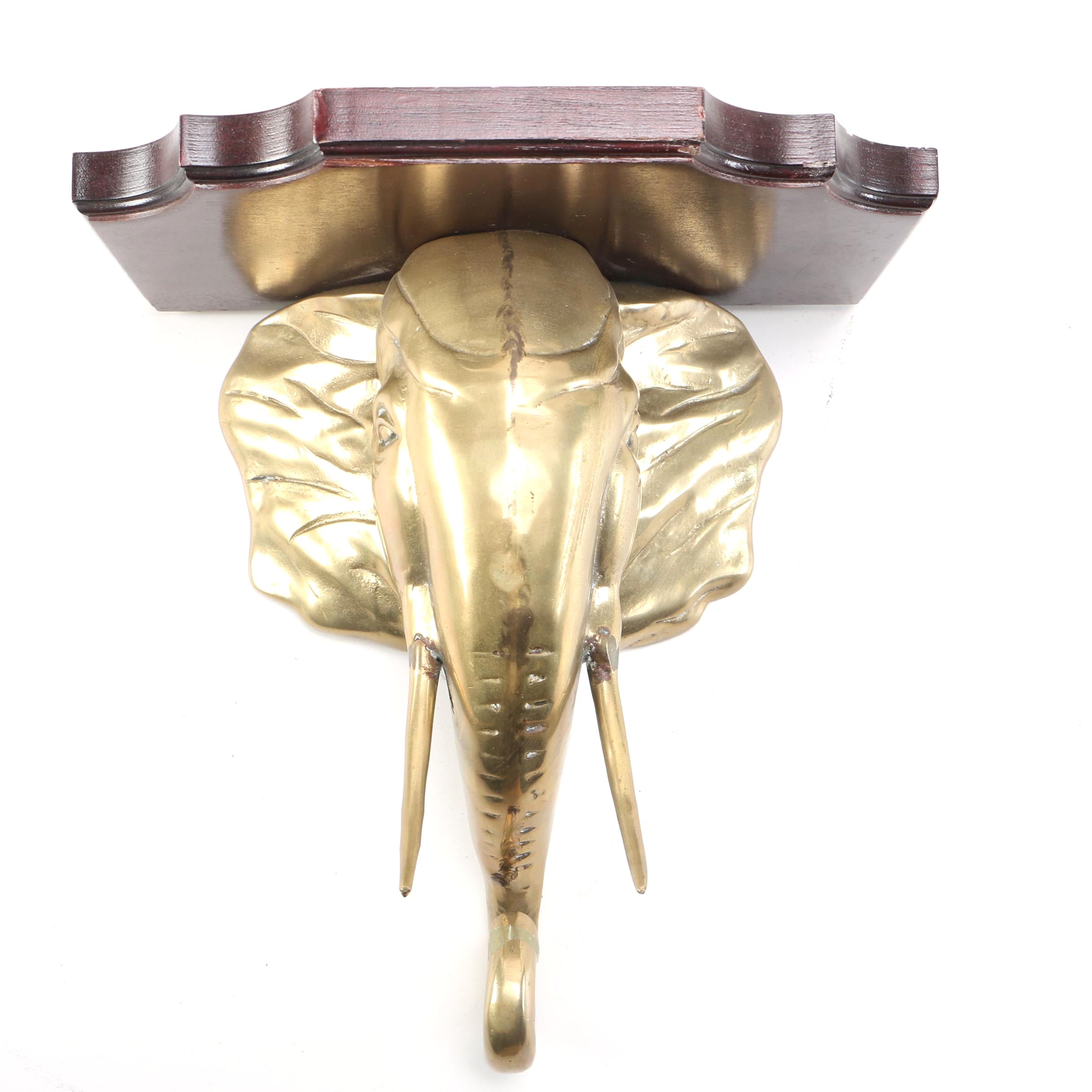 Brass Elephant Wall Shelf