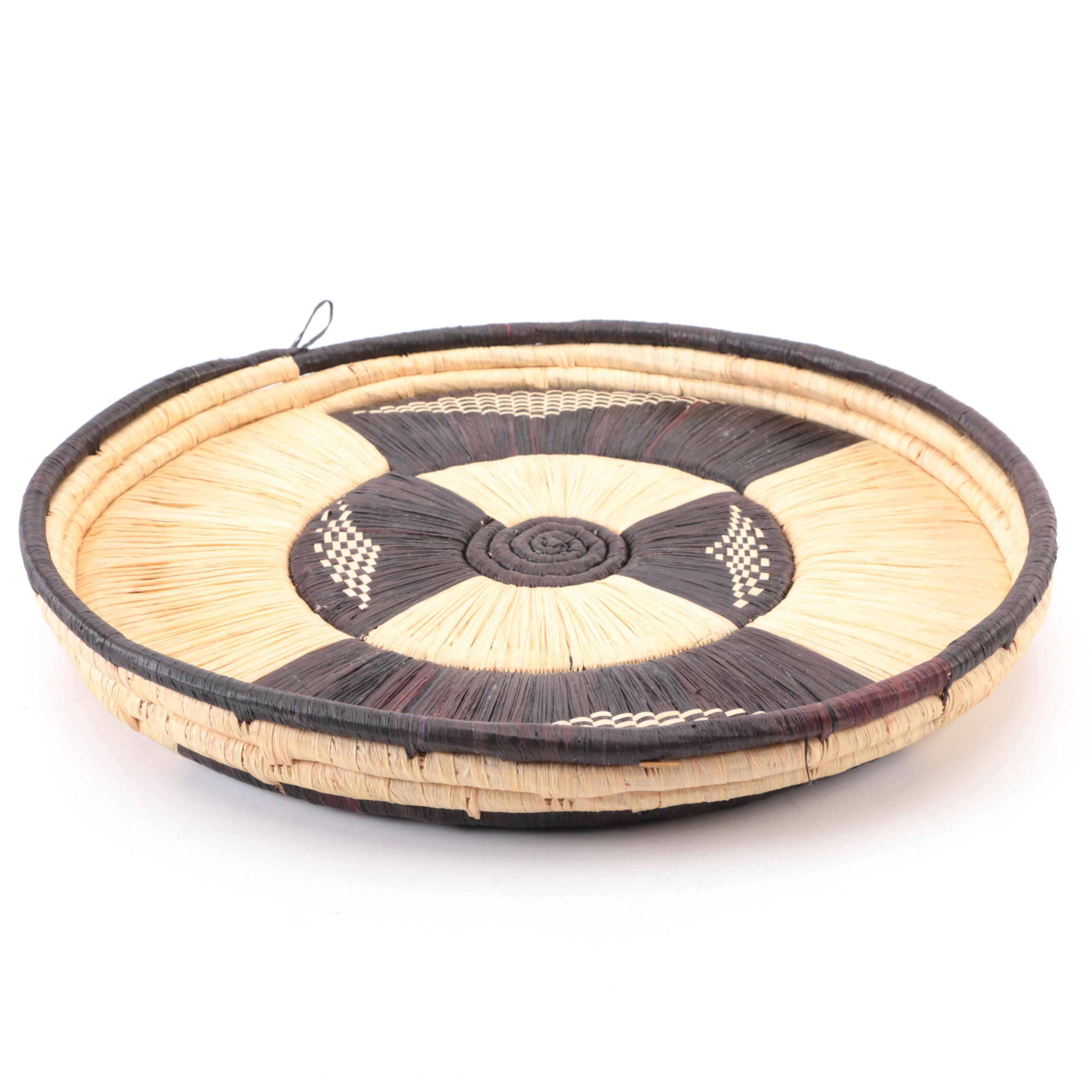 Brown and Tan Woven Decorative Plate