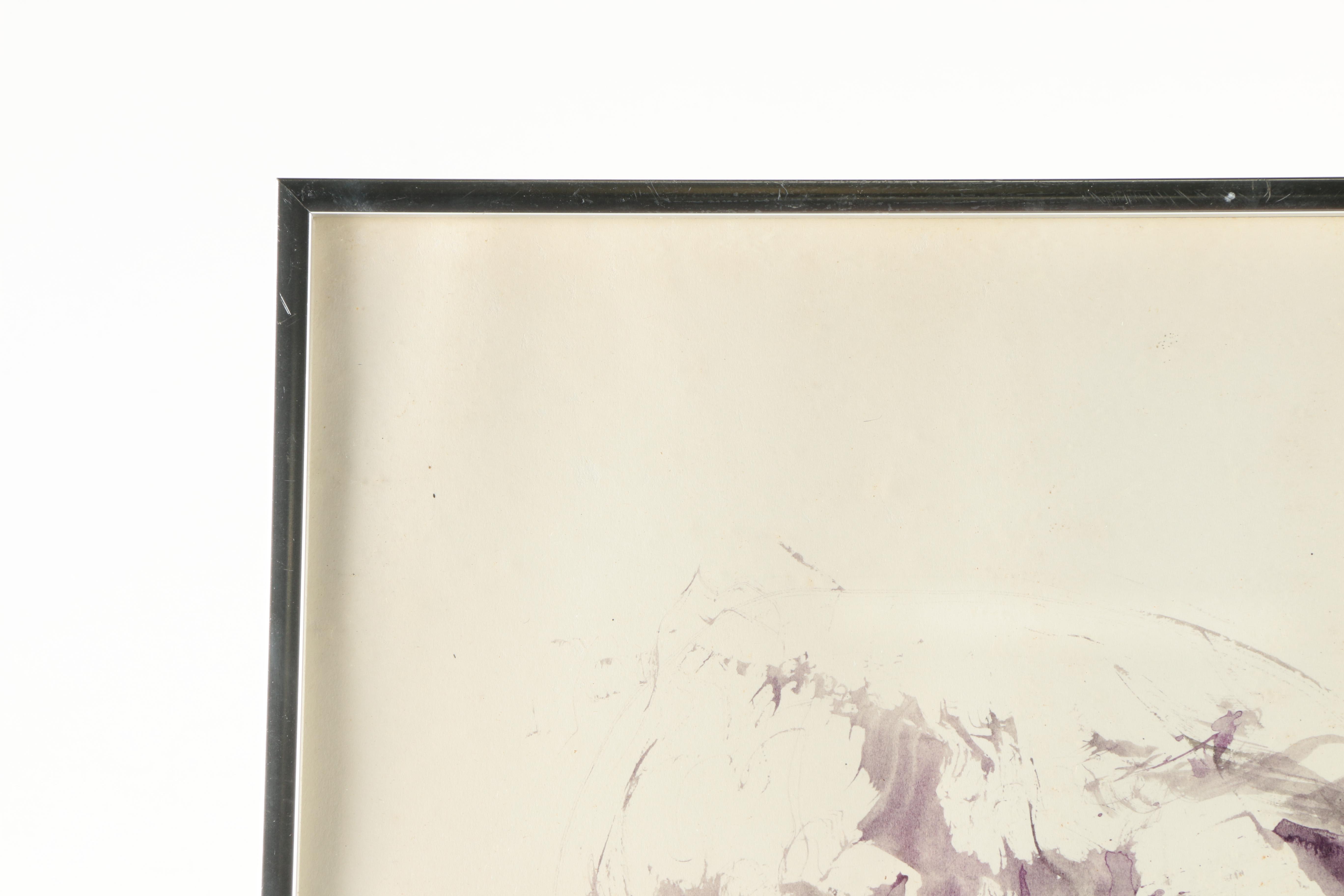 Alexis De Boeck Watercolor on Paper Abstract Portrait