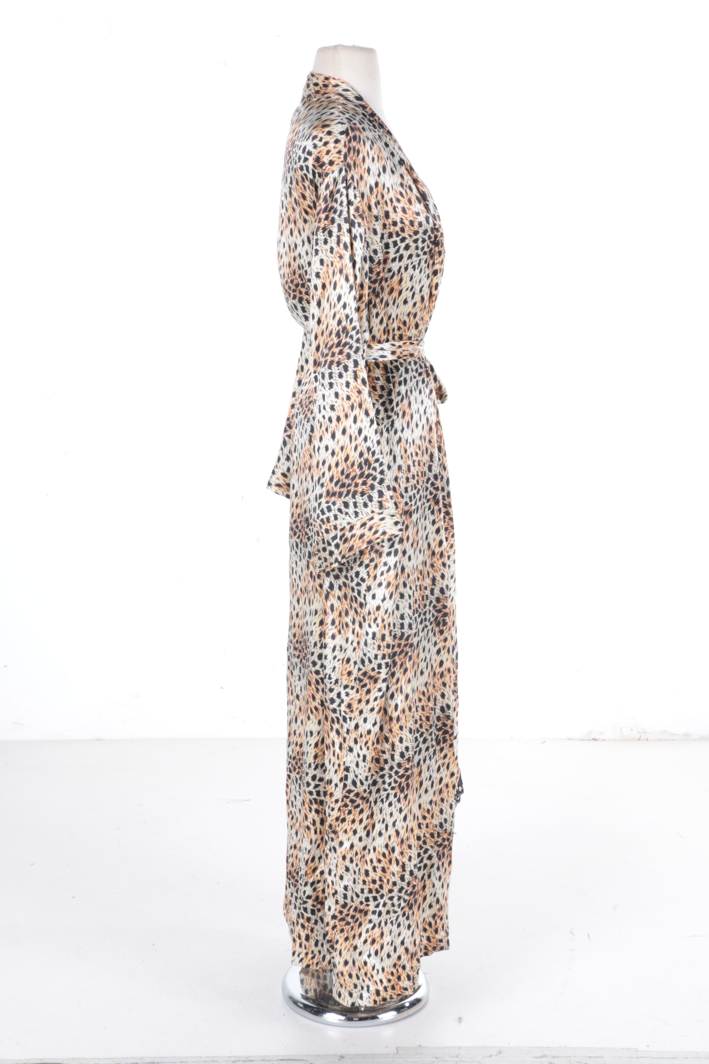 Neiman Marcus Silk Animal Print Nightgown Set