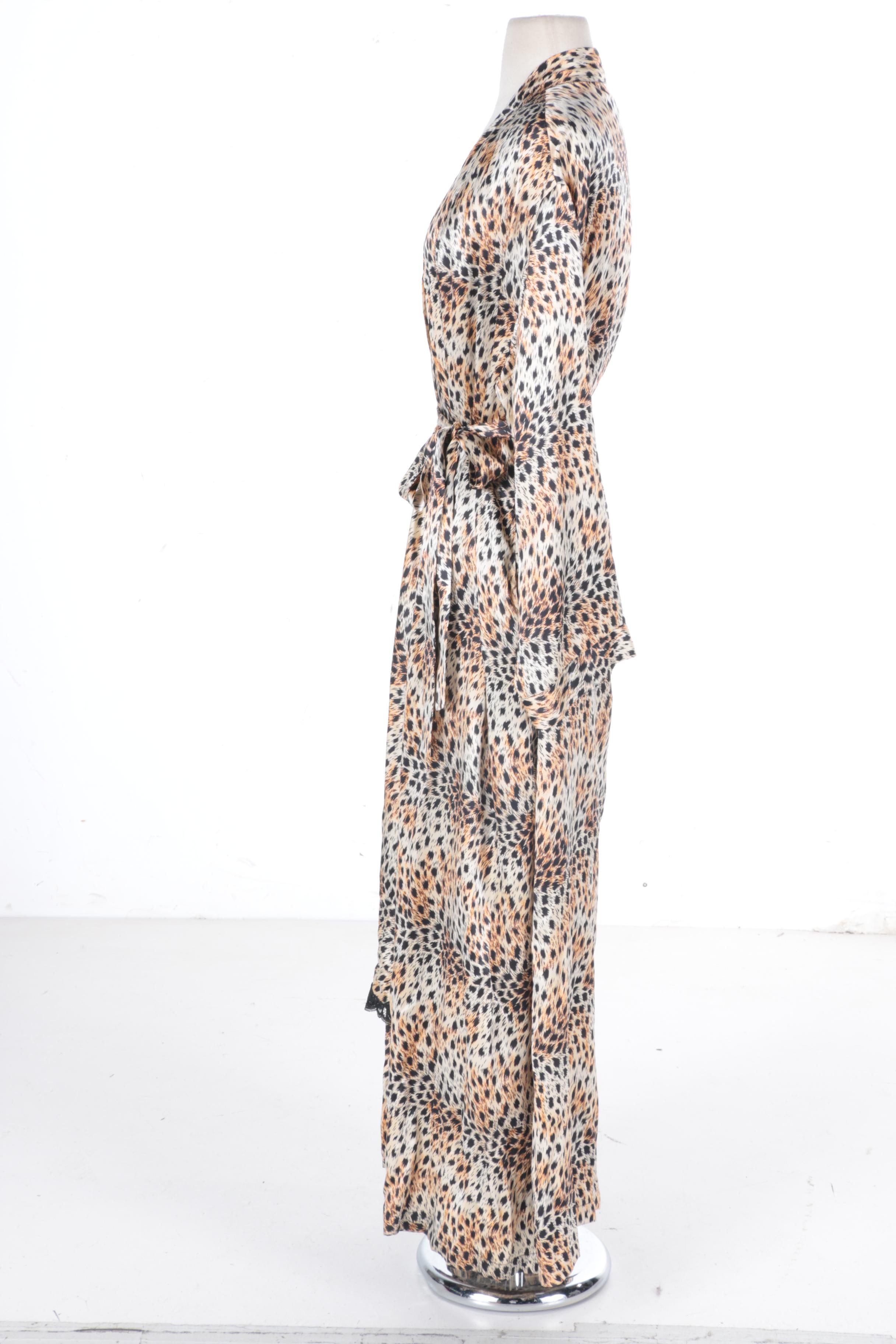 Neiman Marcus Silk Animal Print Nightgown Set