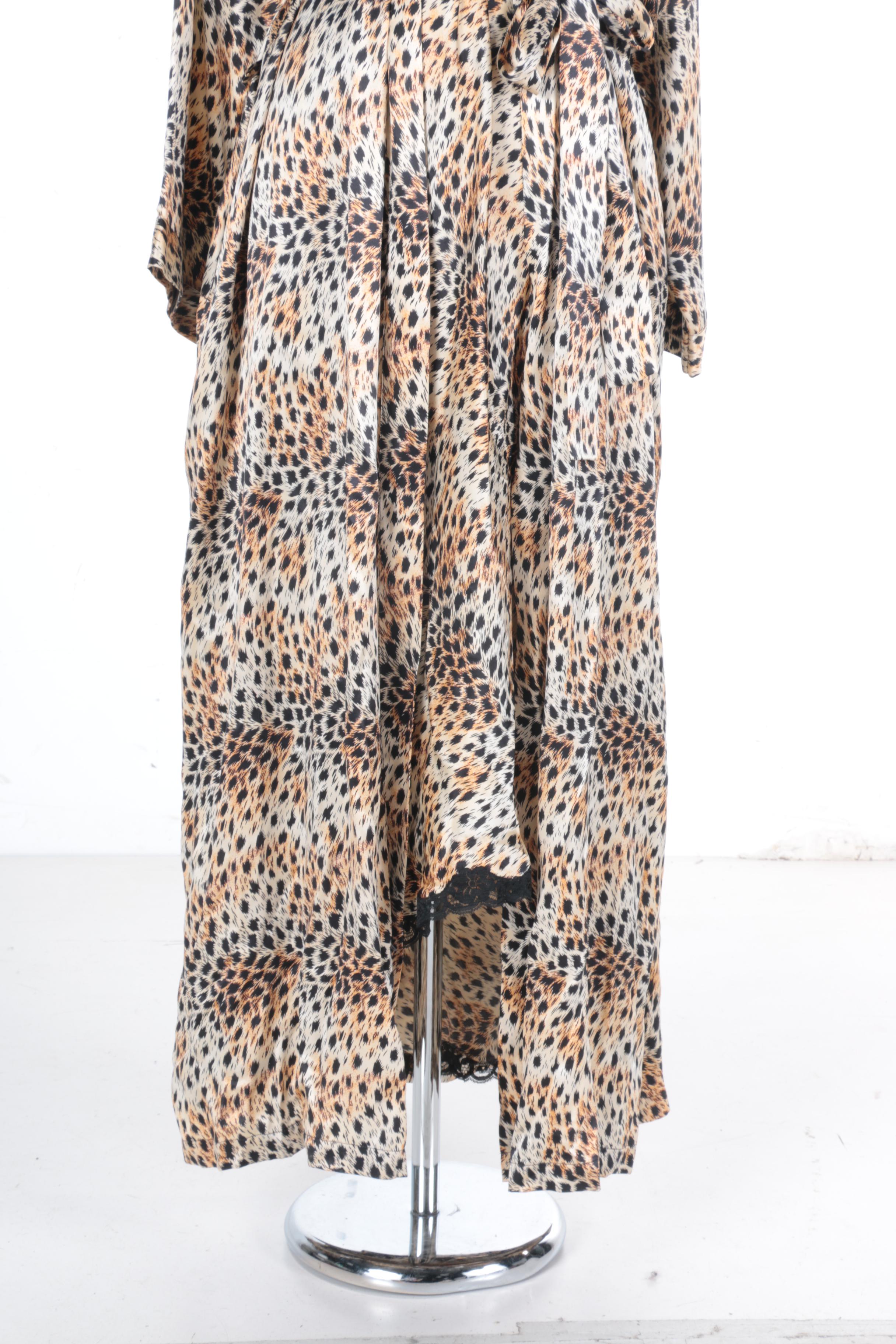 Neiman Marcus Silk Animal Print Nightgown Set
