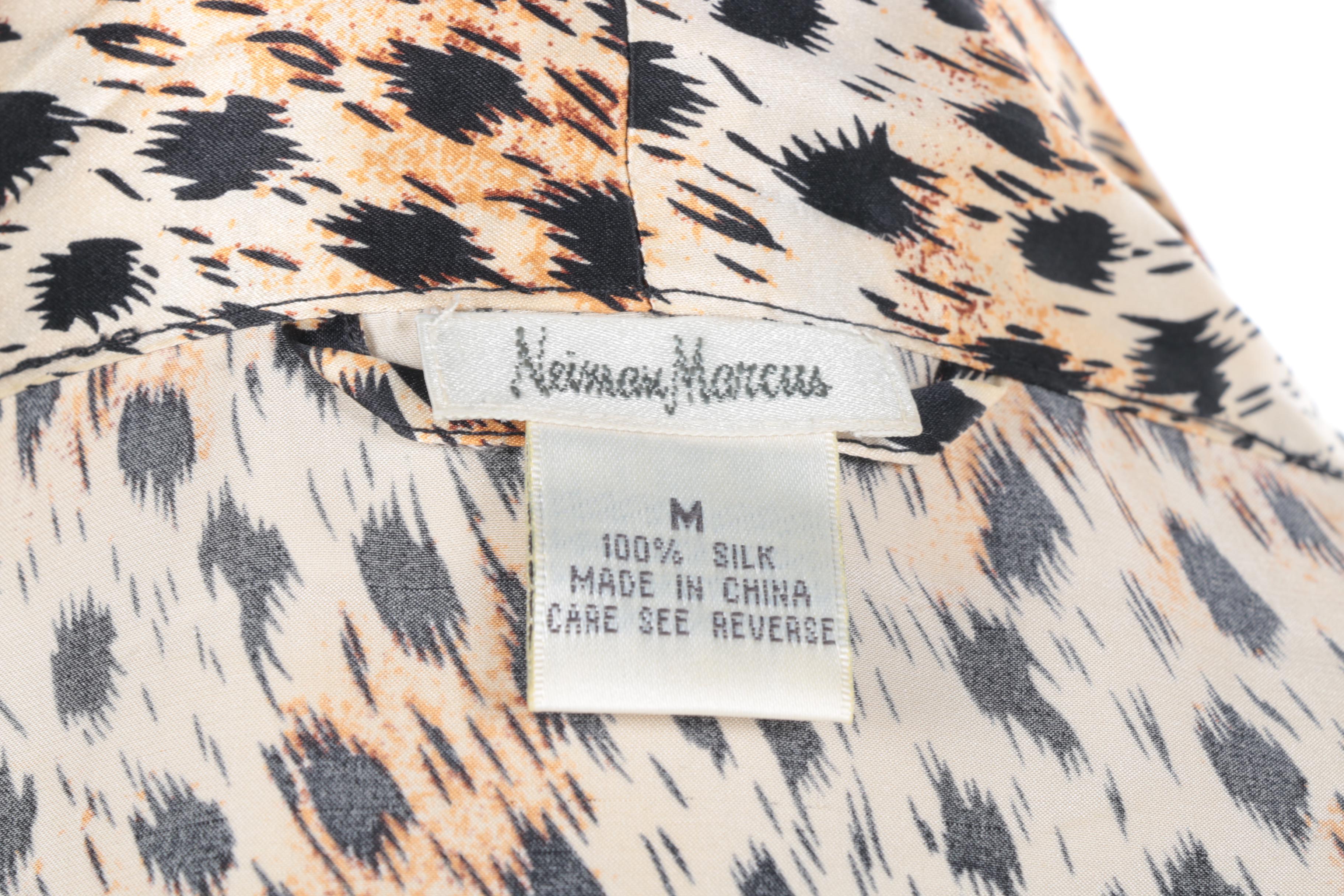 Neiman Marcus Silk Animal Print Nightgown Set