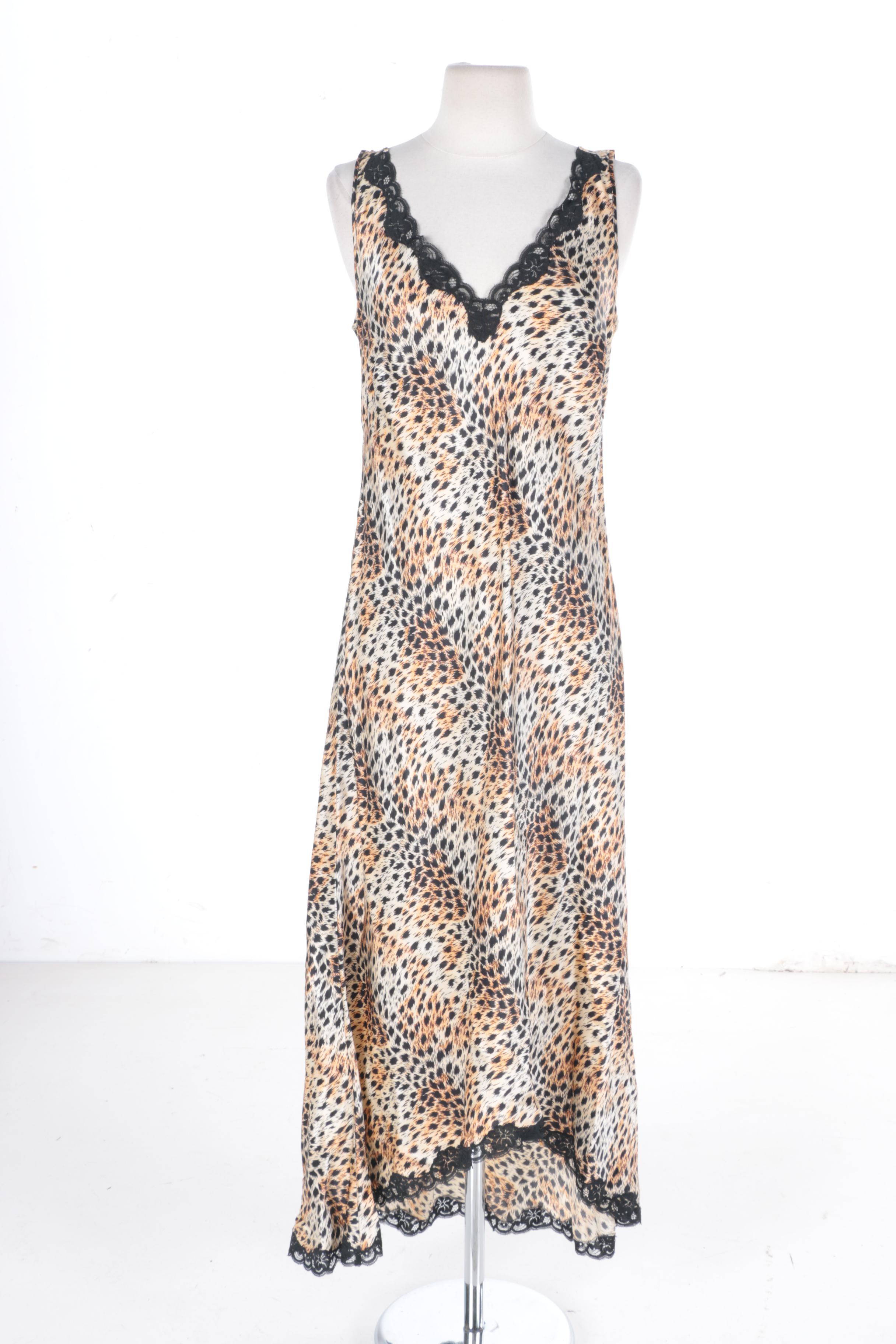 Neiman Marcus Silk Animal Print Nightgown Set