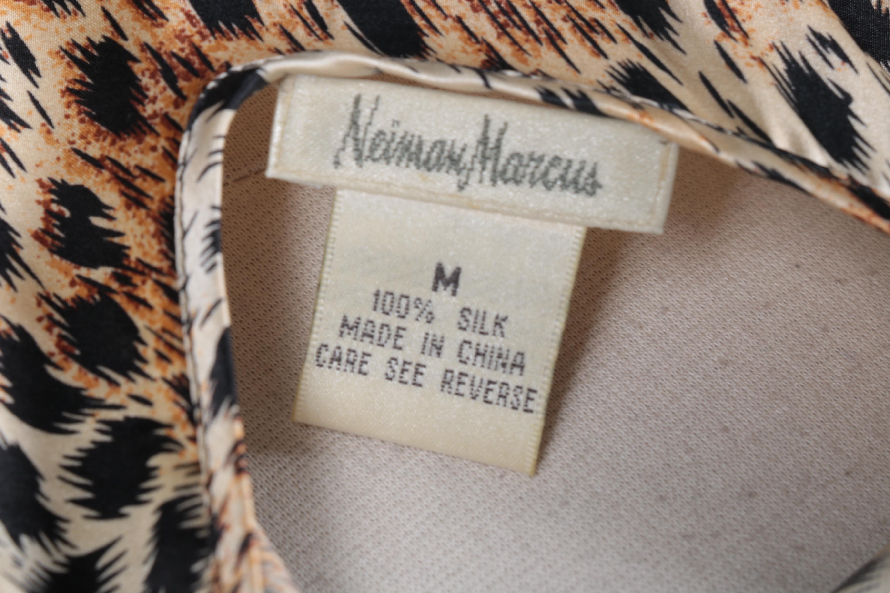 Neiman Marcus Silk Animal Print Nightgown Set