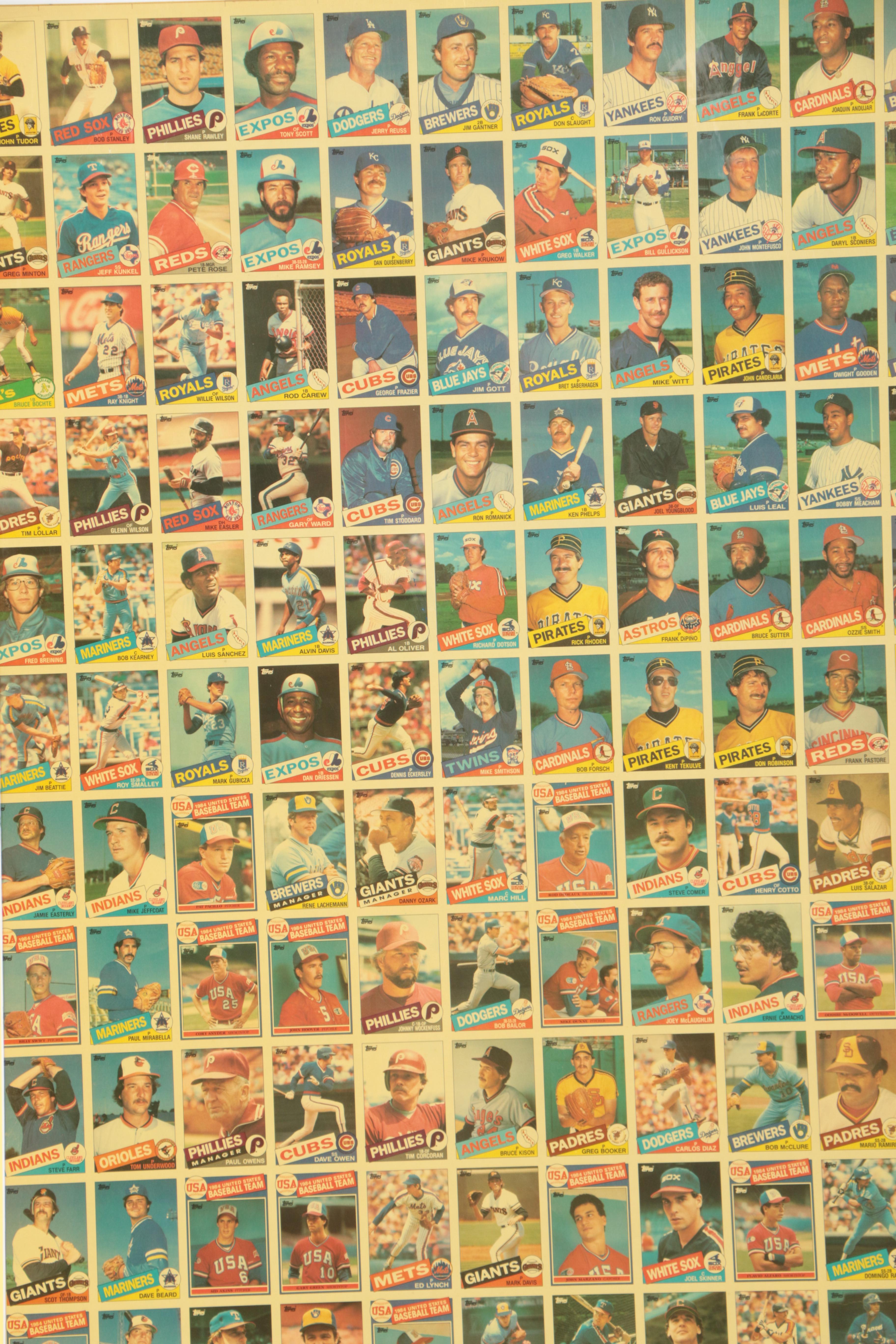 Uncut Sheet of Topps Baseball Cards from the 1985 Set