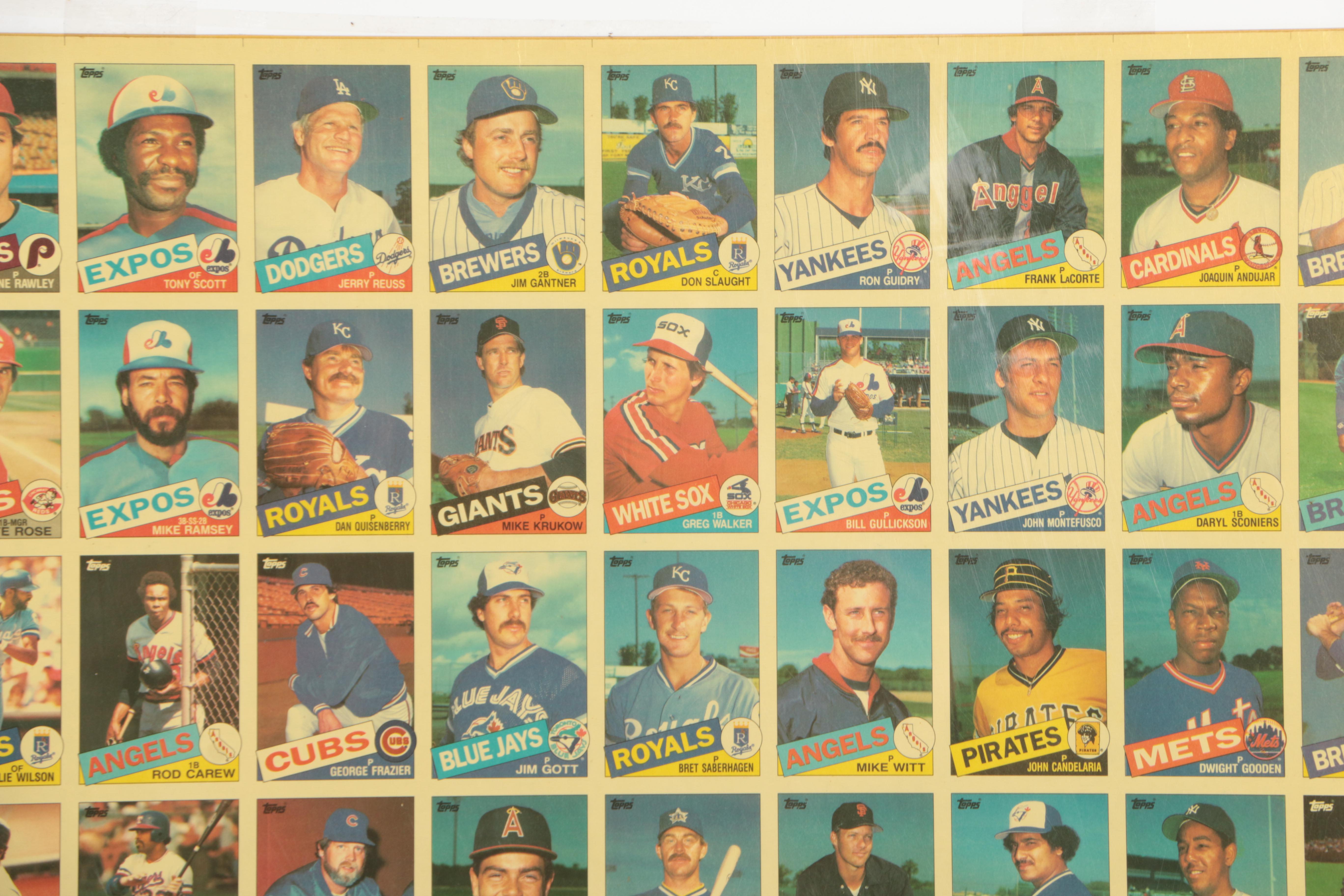 Uncut Sheet of Topps Baseball Cards from the 1985 Set