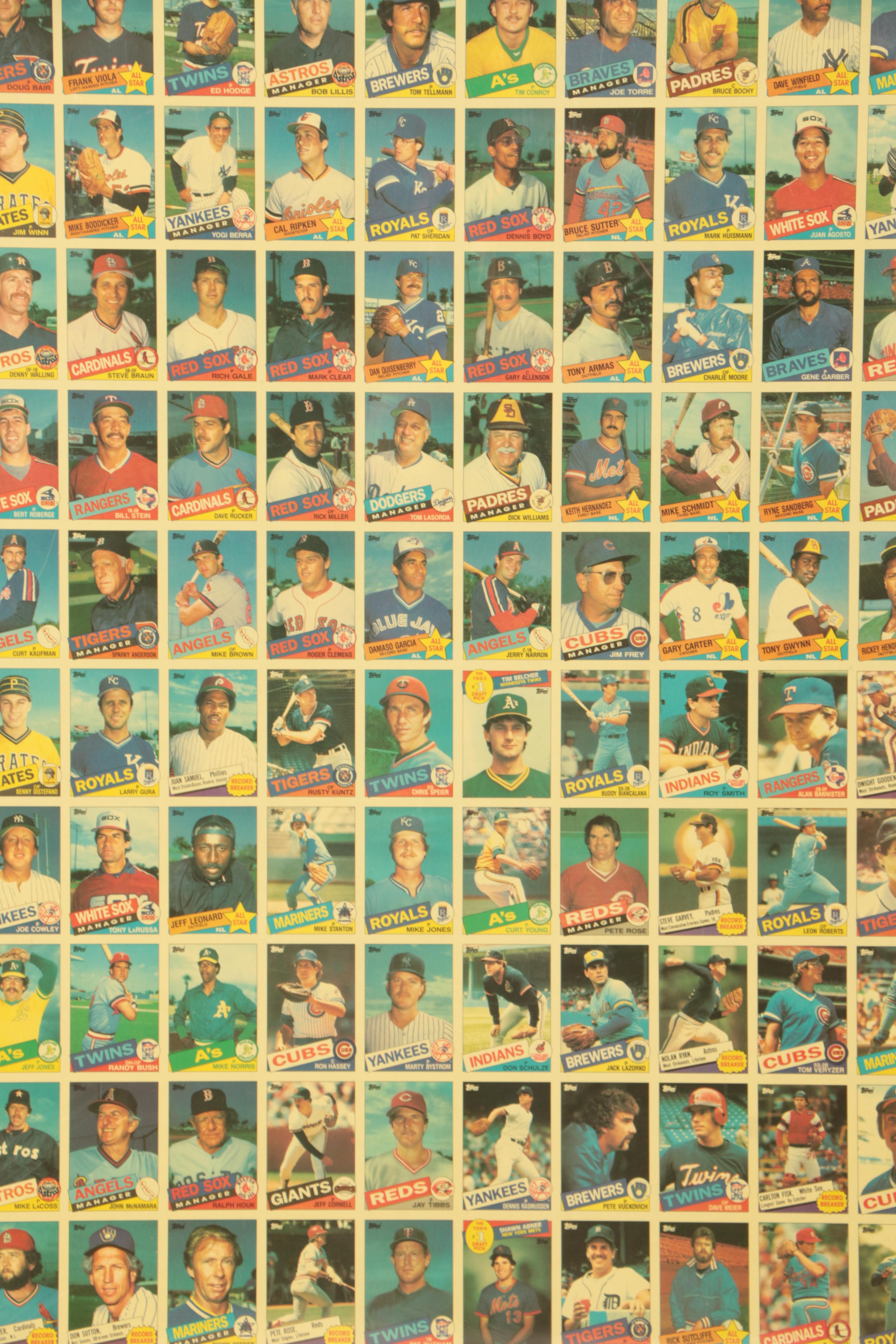 Uncut Sheet of Topps Baseball Cards from 1985 Set