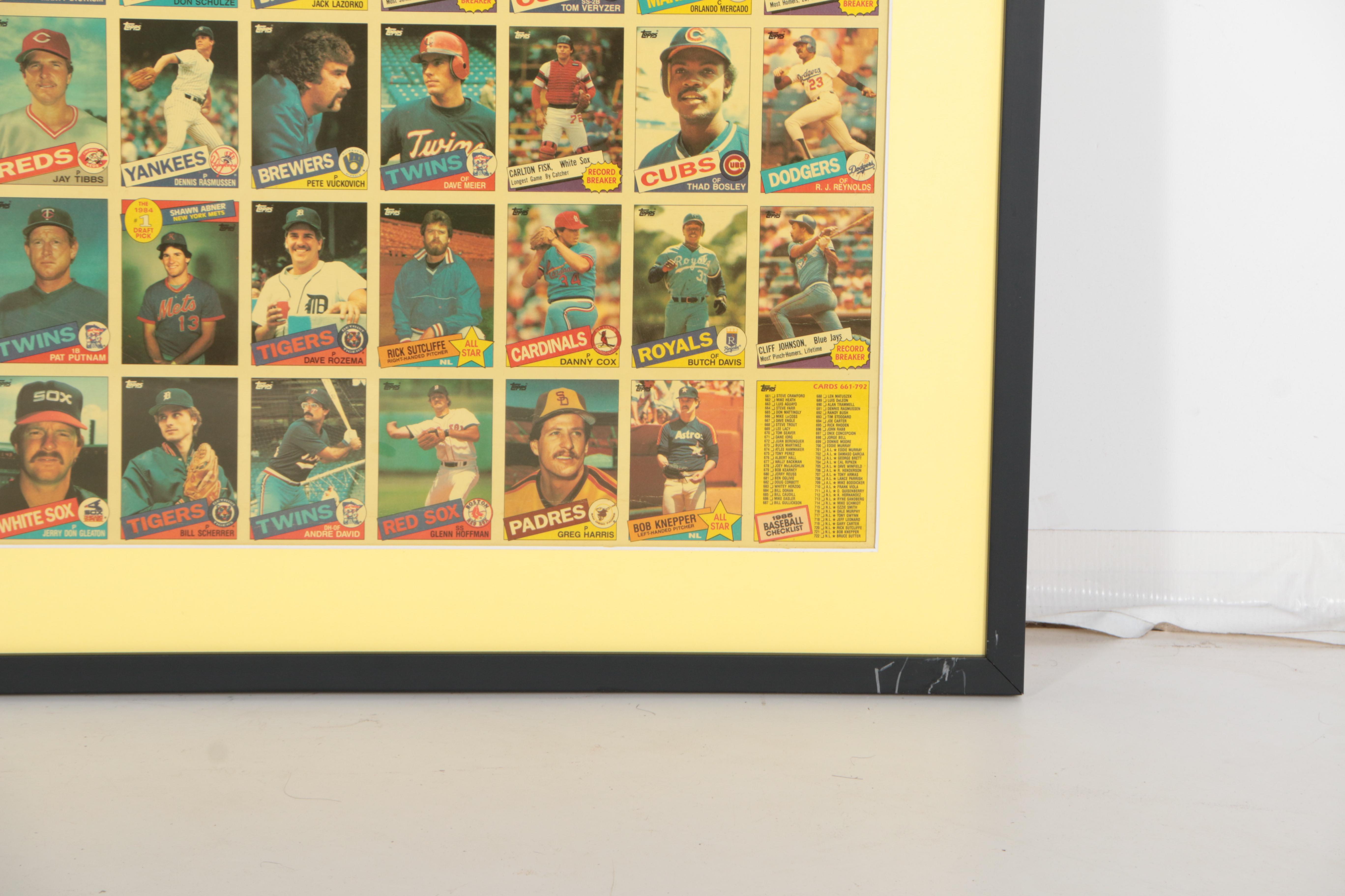 Uncut Sheet of Topps Baseball Cards from 1985 Set