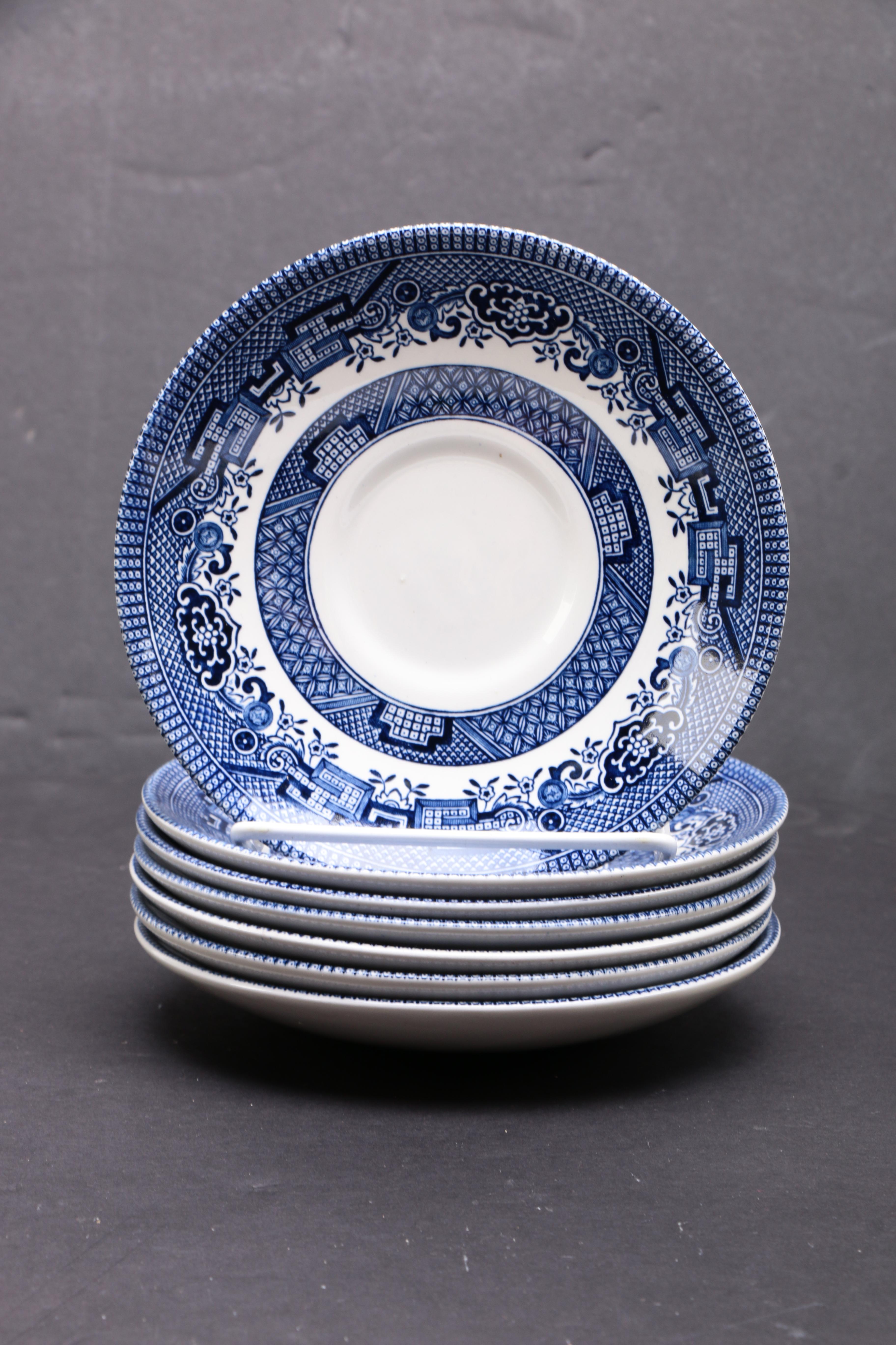 Churchill "Willow Blue" Breakfast Cups and Saucers