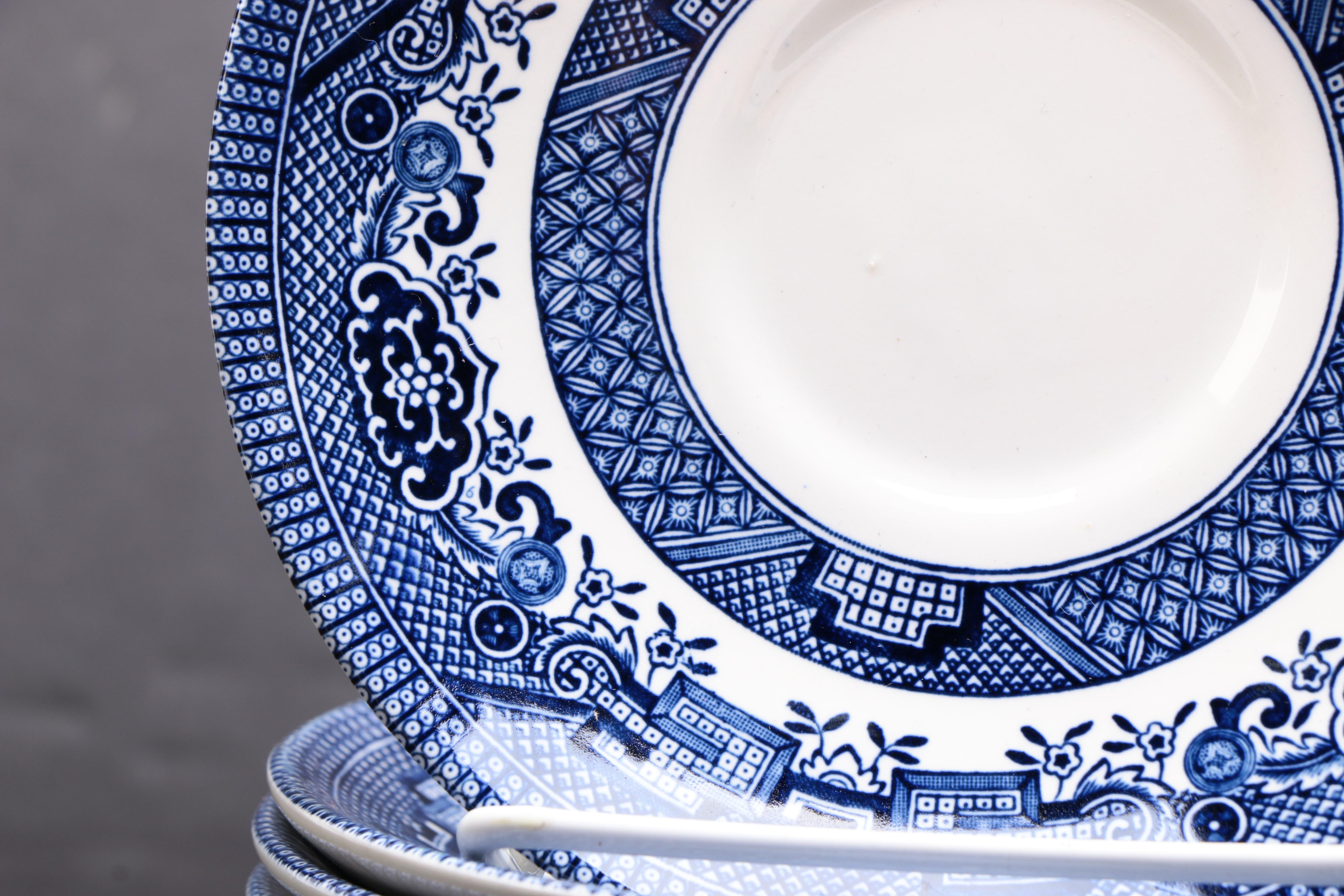 Churchill "Willow Blue" Breakfast Cups and Saucers