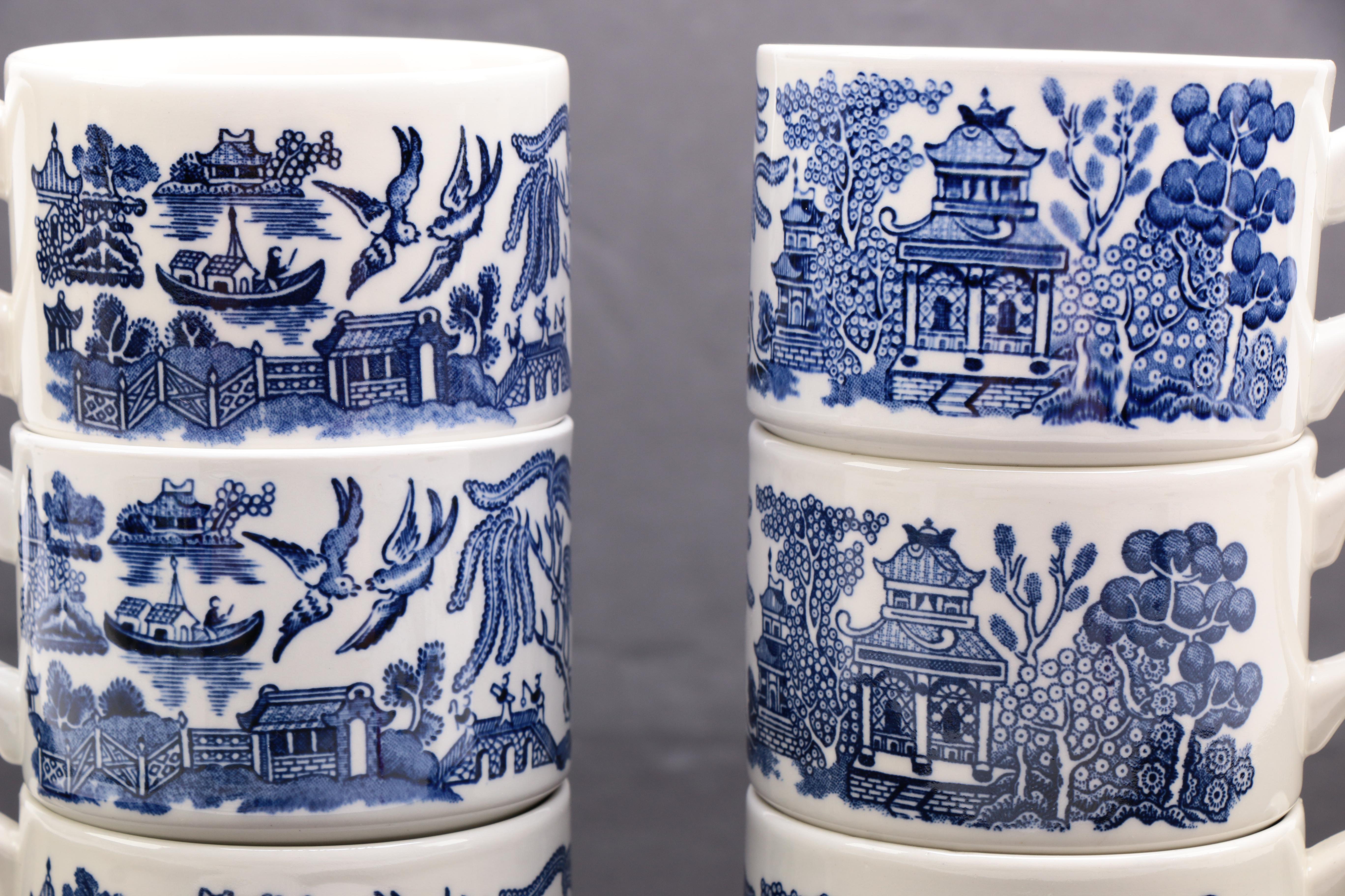 Churchill "Willow Blue" Breakfast Cups and Saucers