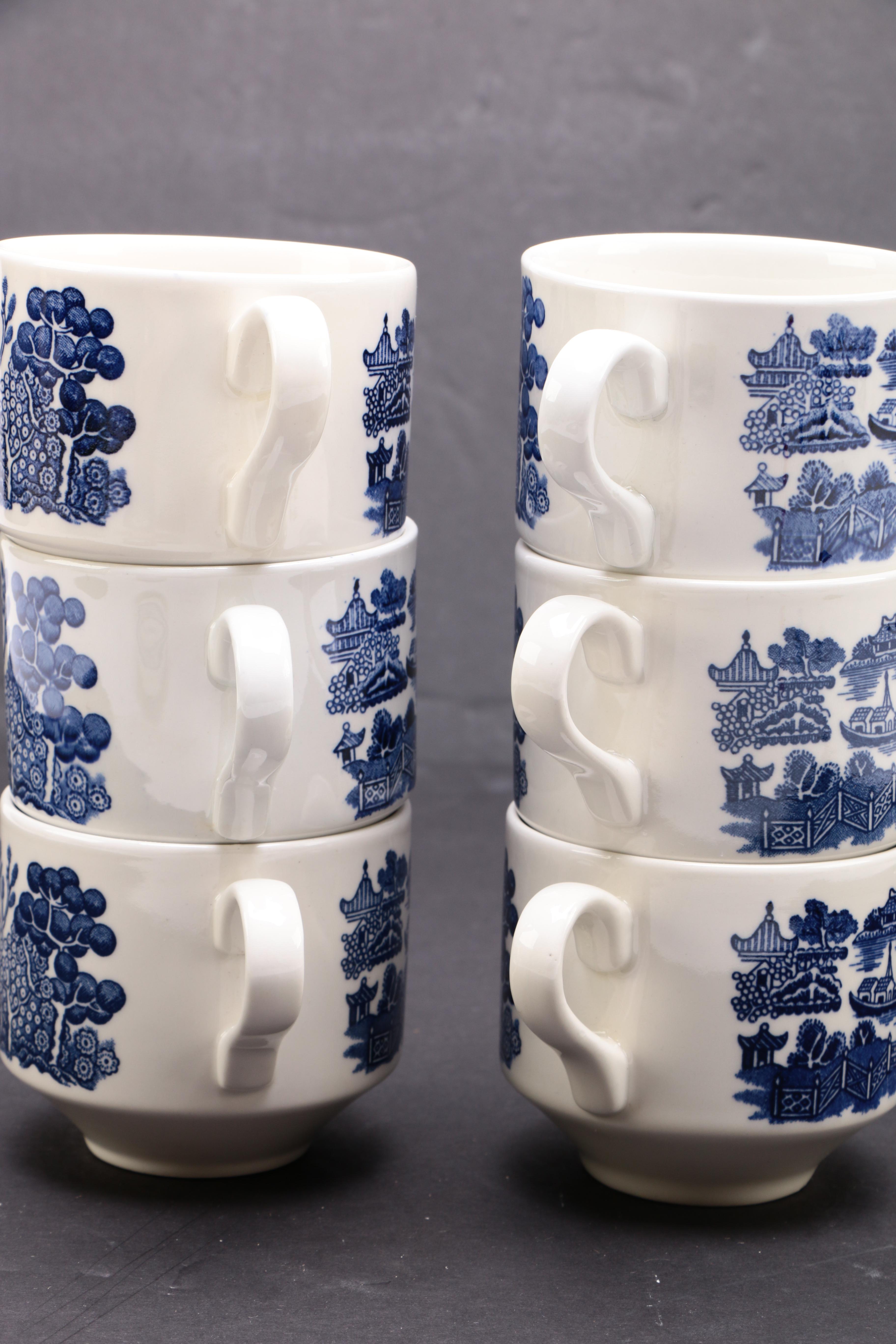 Churchill "Willow Blue" Breakfast Cups and Saucers