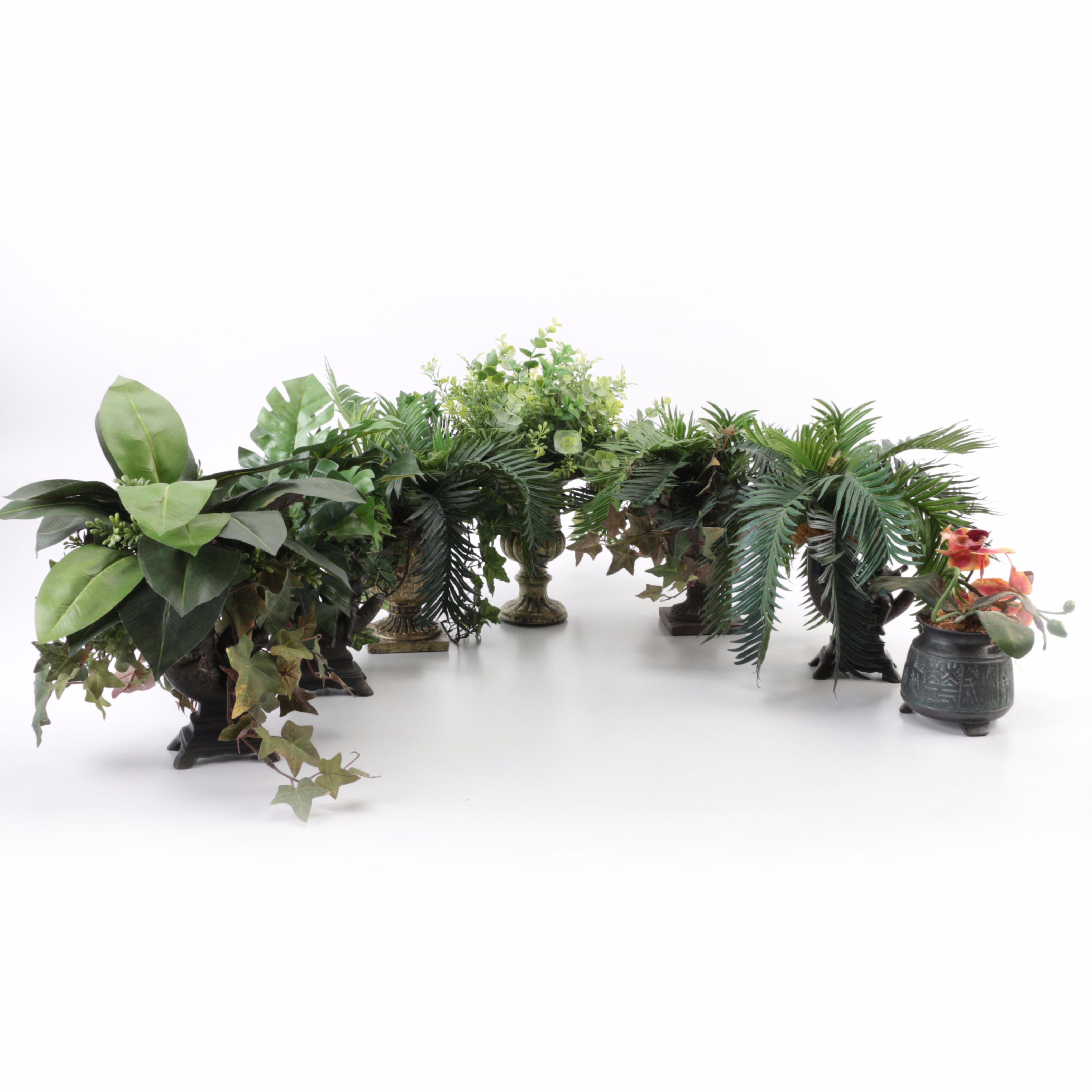 Decorative Urns With Artificial Plants