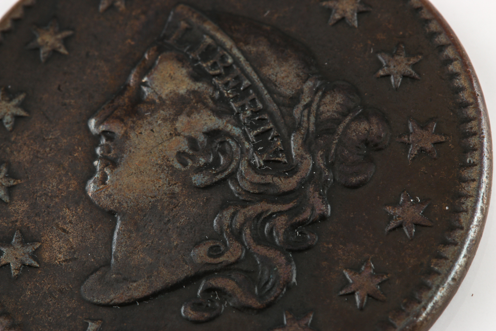 1834 Small 8 Large Stars Coronet Head Cent