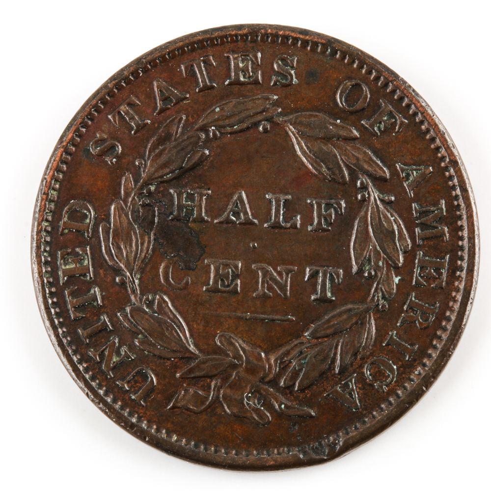 1834 Coronet Head Half Cent