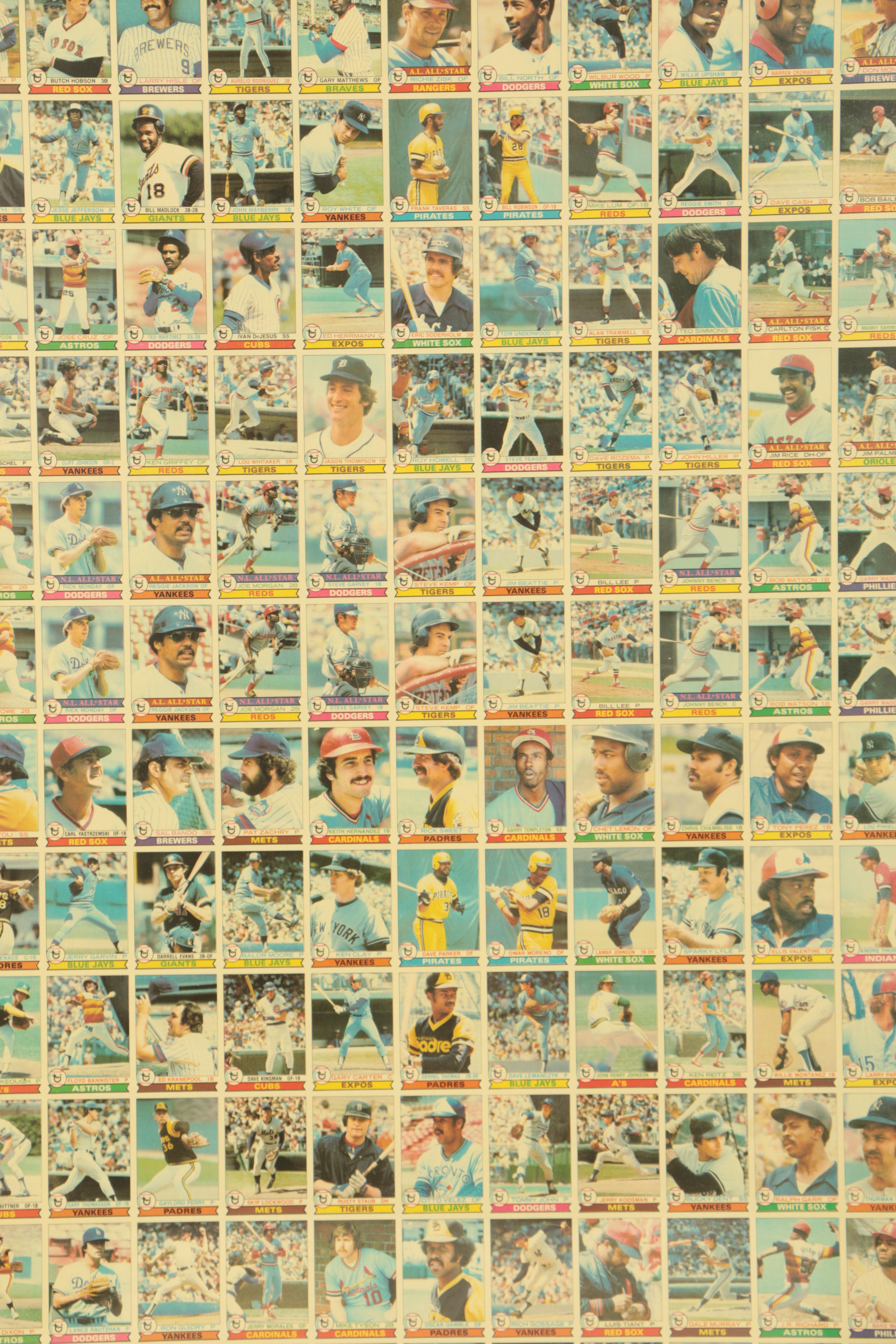 Uncut Sheet of Topps Baseball Cards from the 1979 Set