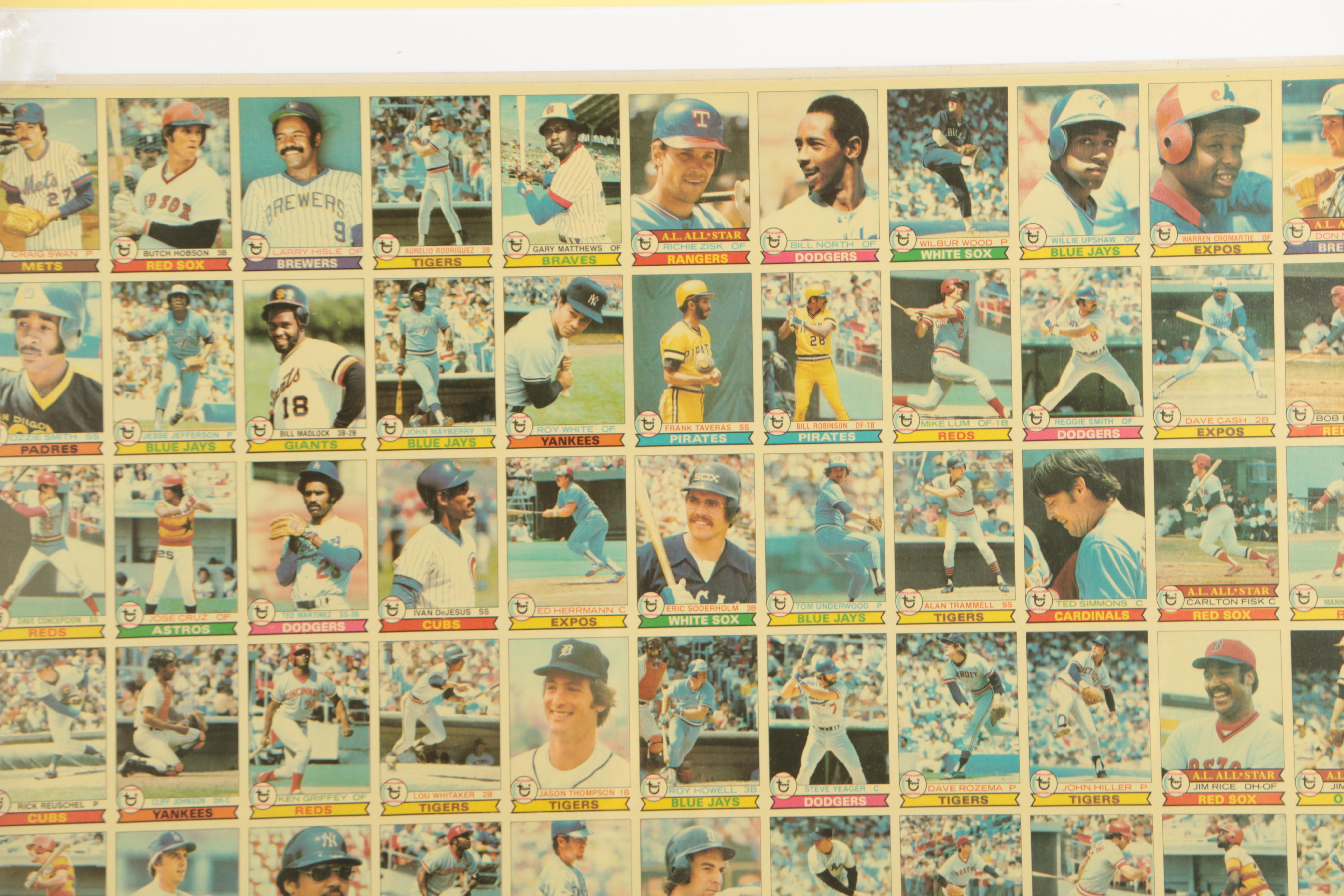 Uncut Sheet of Topps Baseball Cards from the 1979 Set