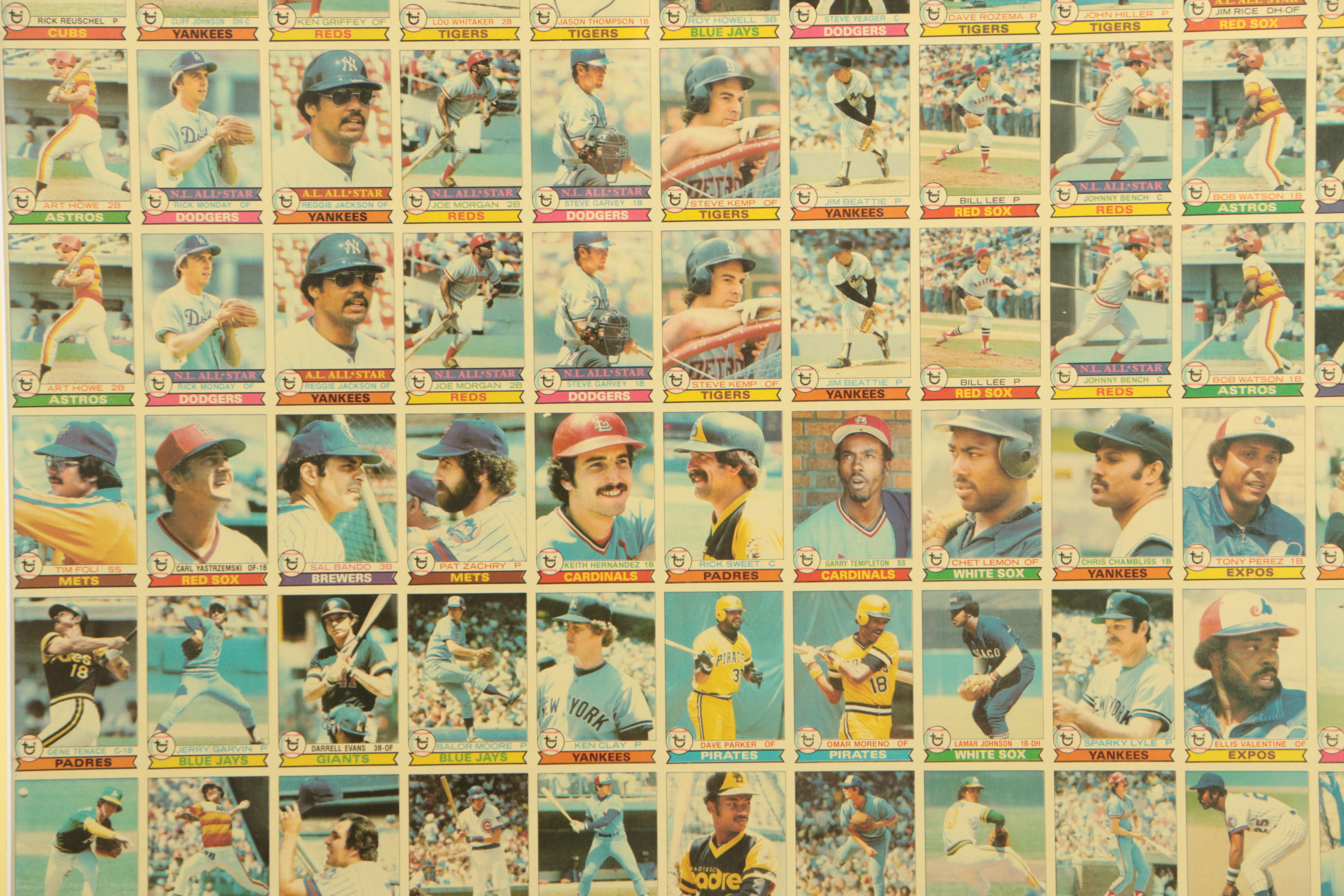 Uncut Sheet of Topps Baseball Cards from the 1979 Set