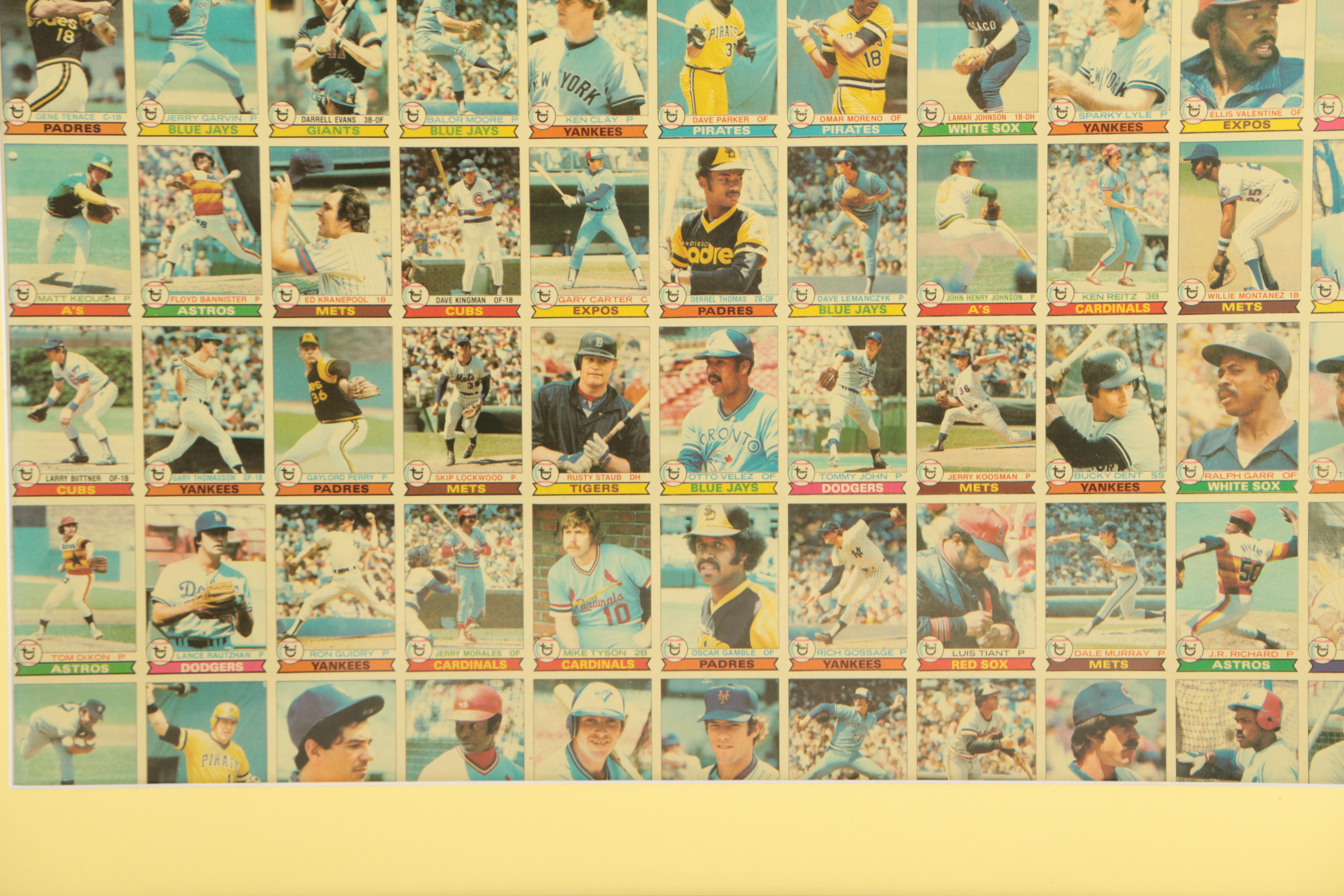 Uncut Sheet of Topps Baseball Cards from the 1979 Set