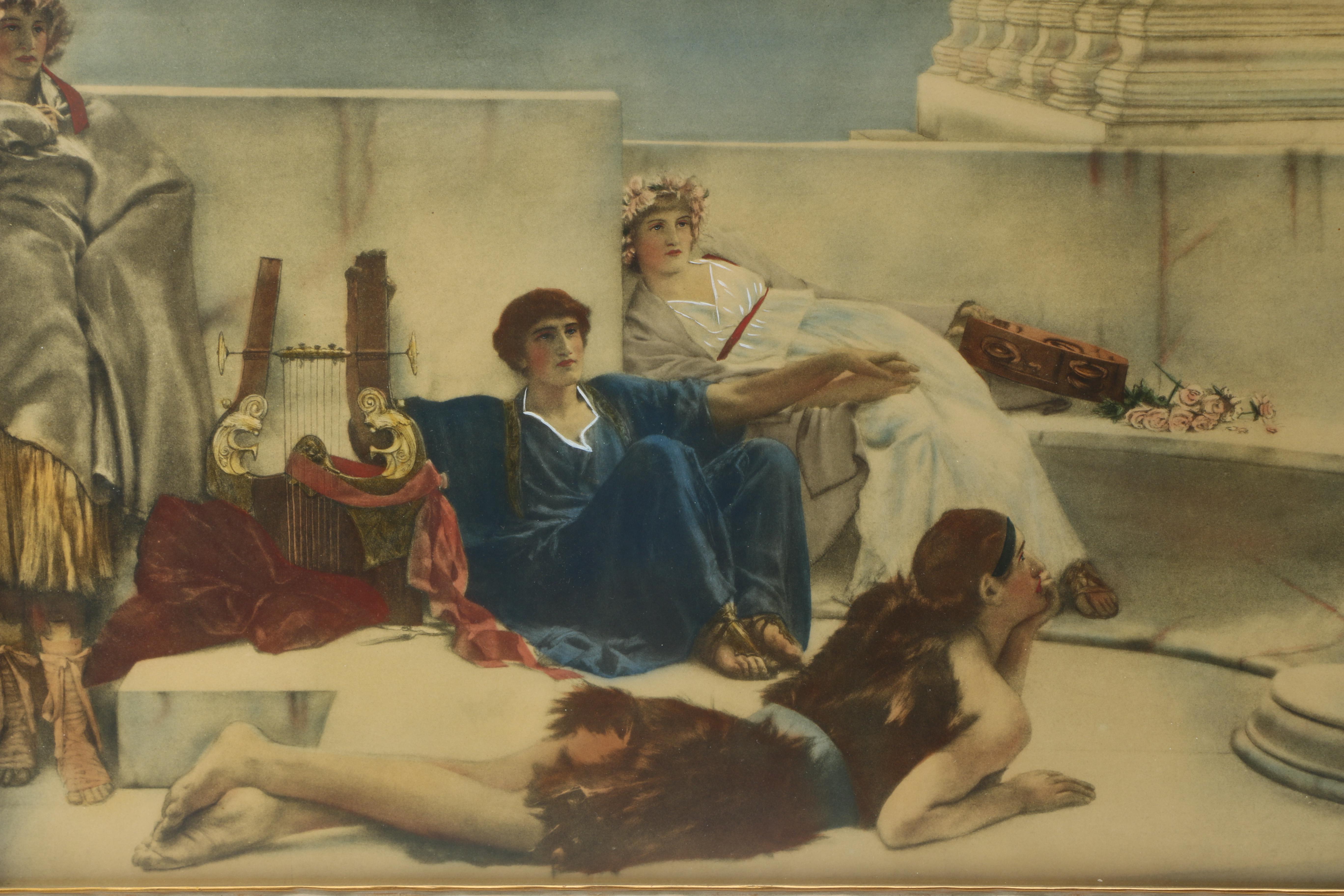 After Sir Lawrence Alma-Tadema Embellished Lithograph "A Reading from Homer"