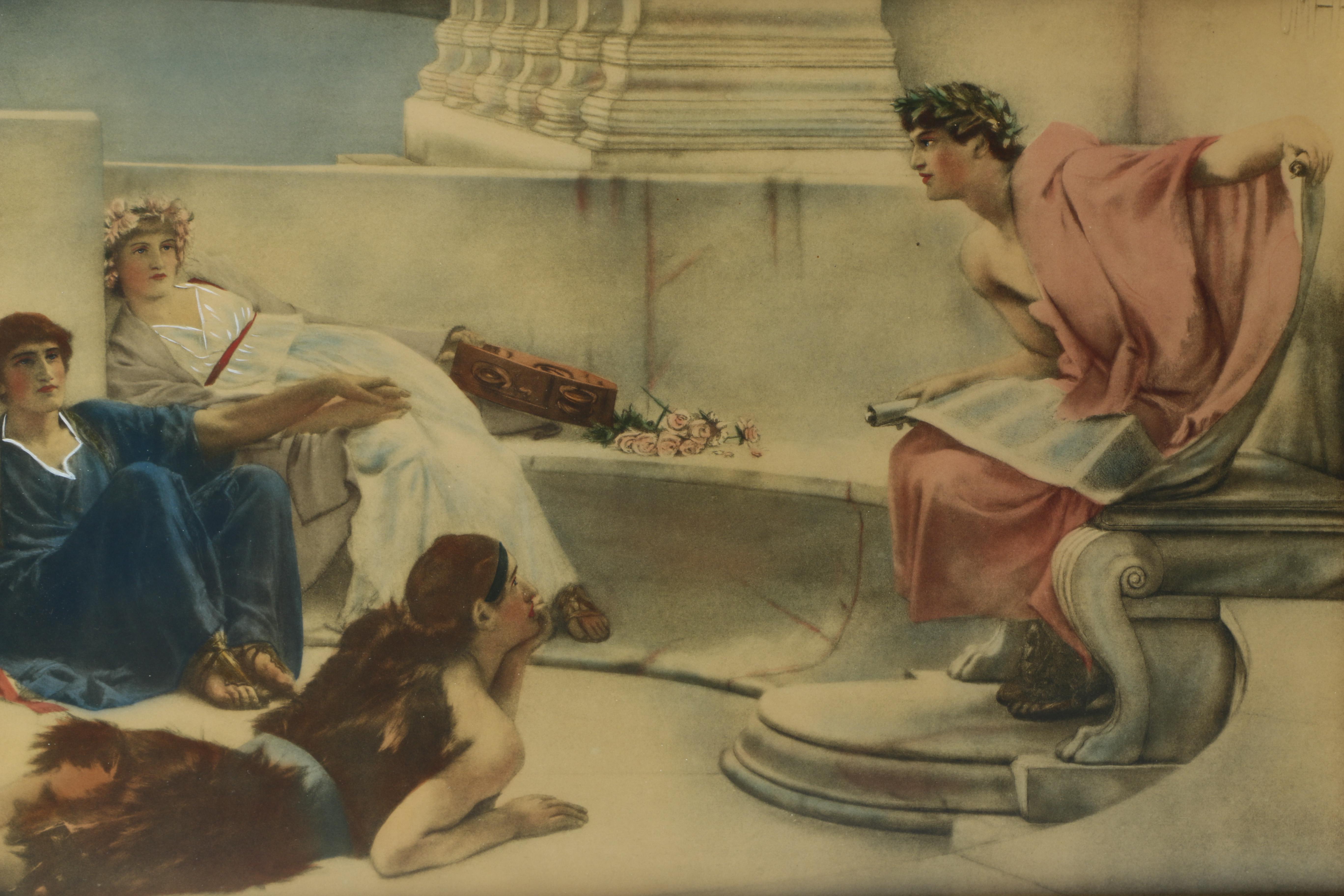 After Sir Lawrence Alma-Tadema Embellished Lithograph "A Reading from Homer"