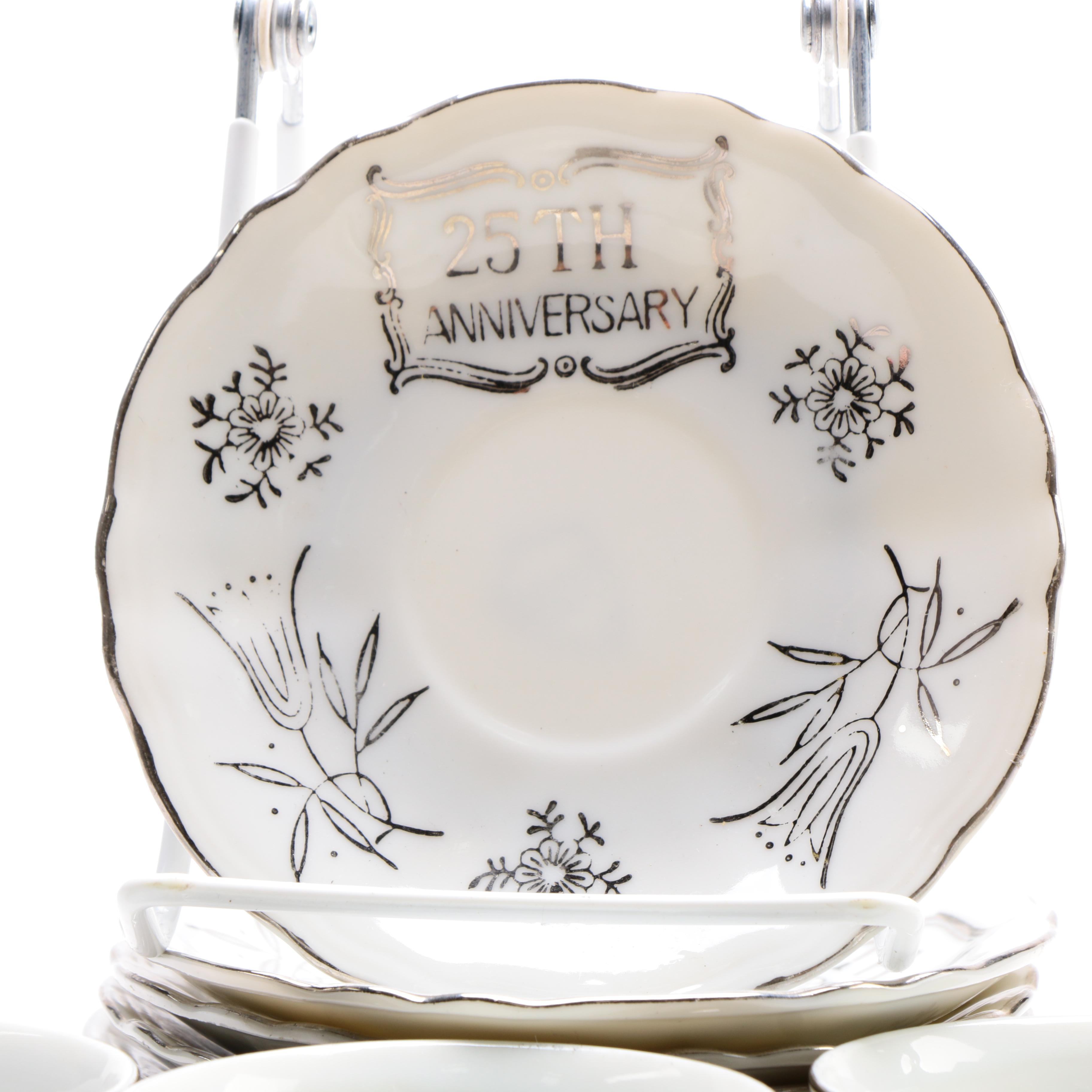 Vintage Empress "25th Anniversary" Teacups and Saucers