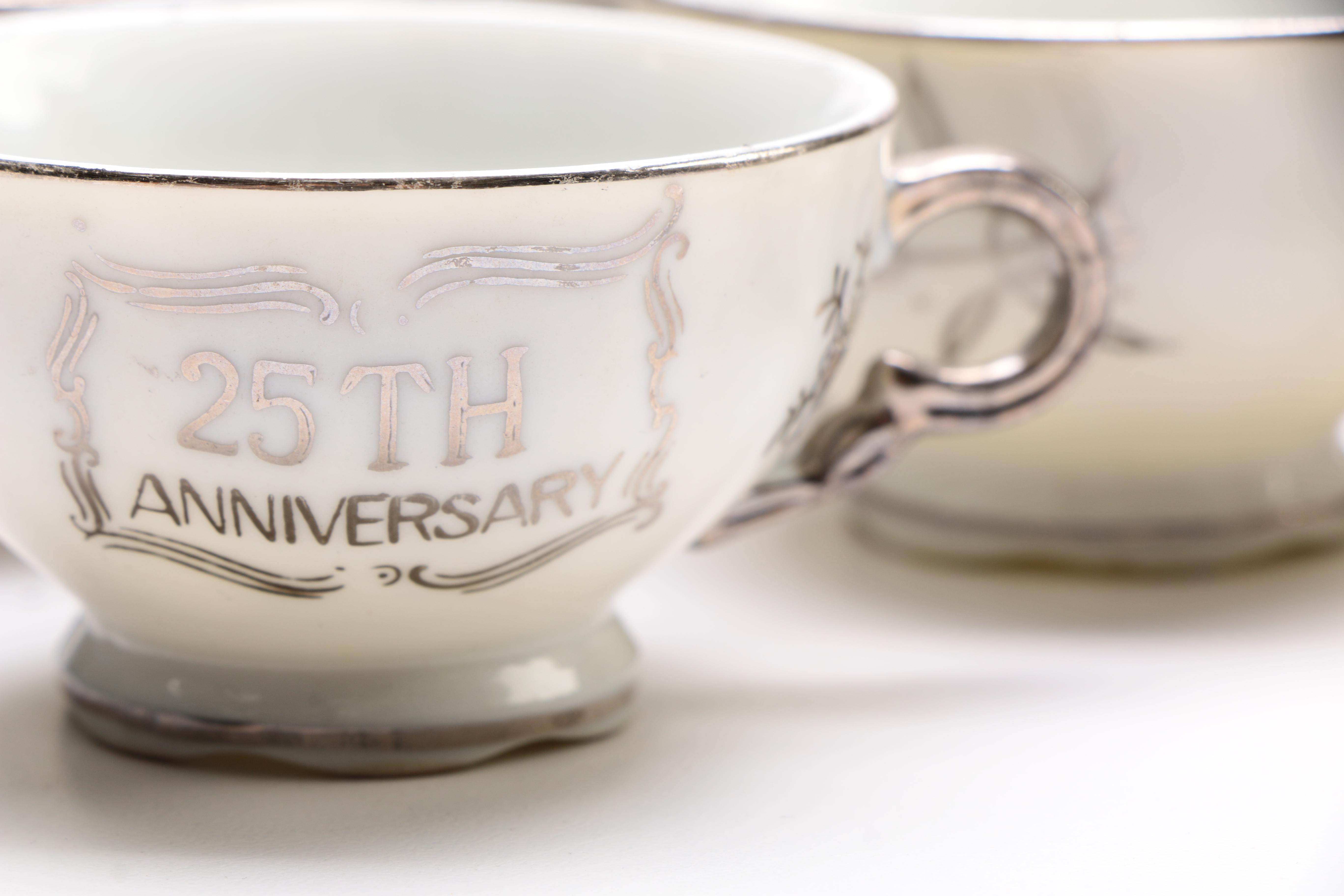 Vintage Empress "25th Anniversary" Teacups and Saucers