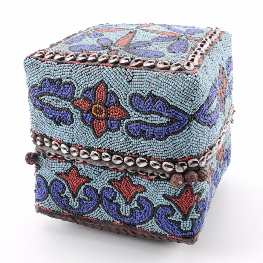 Cloth Covered Beaded Basket