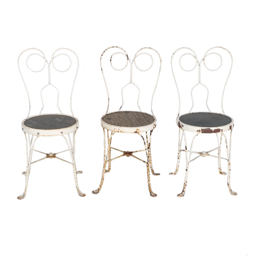 Early 20th Century Metal Ice Cream Parlor Chairs