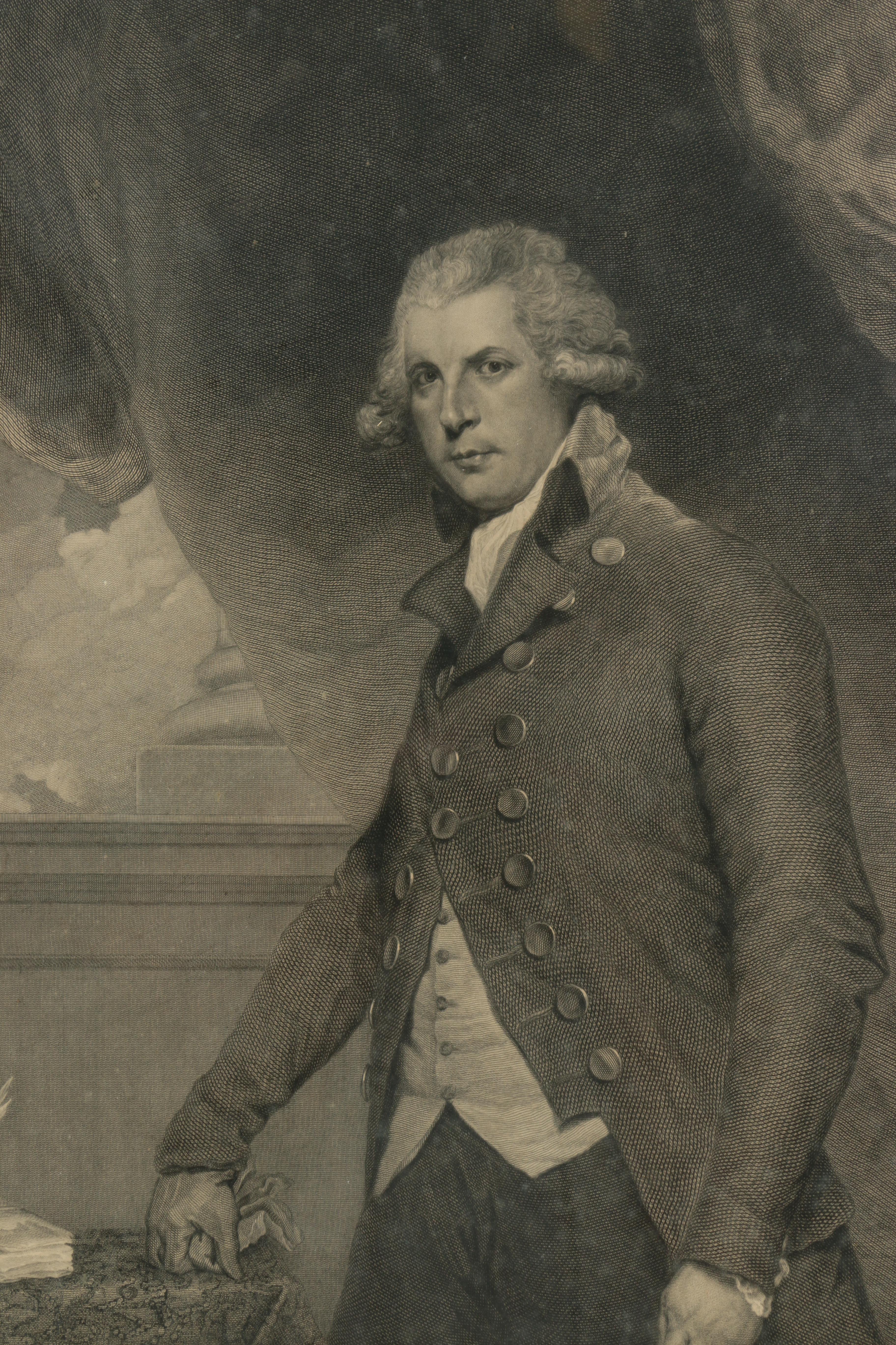 J. Hall Engraving after Sir Joshua Reynolds "Richard Brinsley Sheridan Esq."