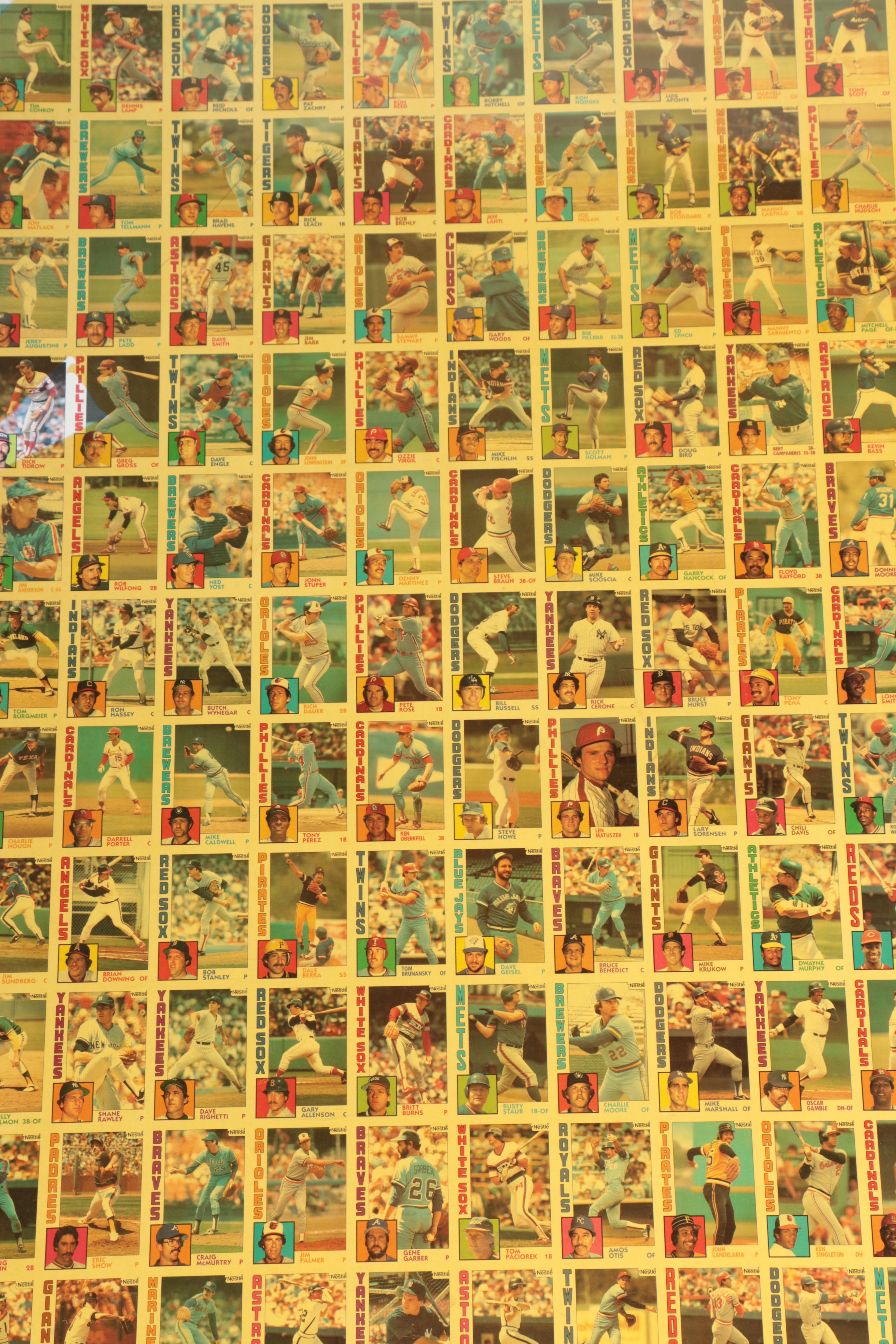 Uncut Sheet of Topps Baseball Cards from the 1984 Set