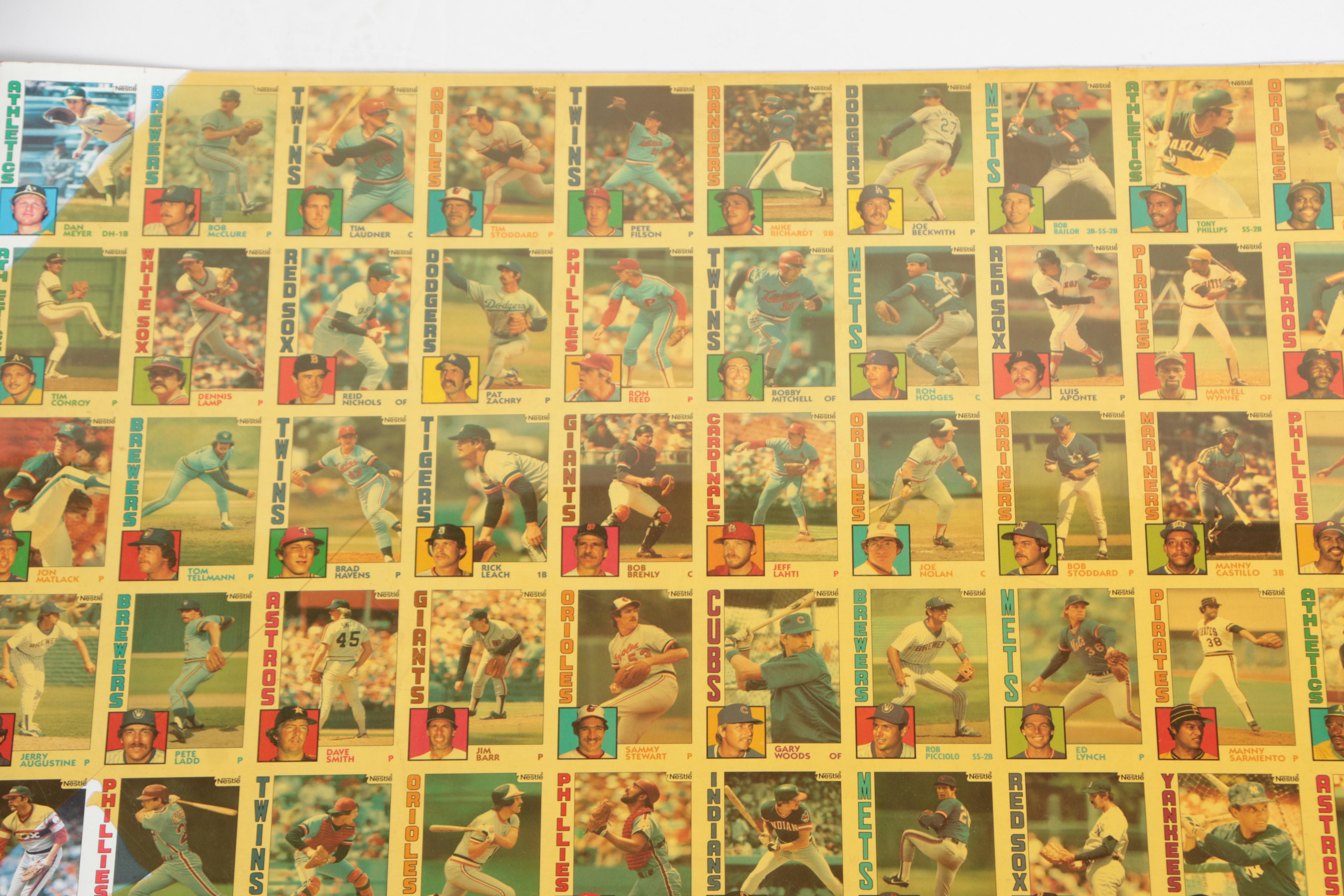 Uncut Sheet of Topps Baseball Cards from the 1984 Set
