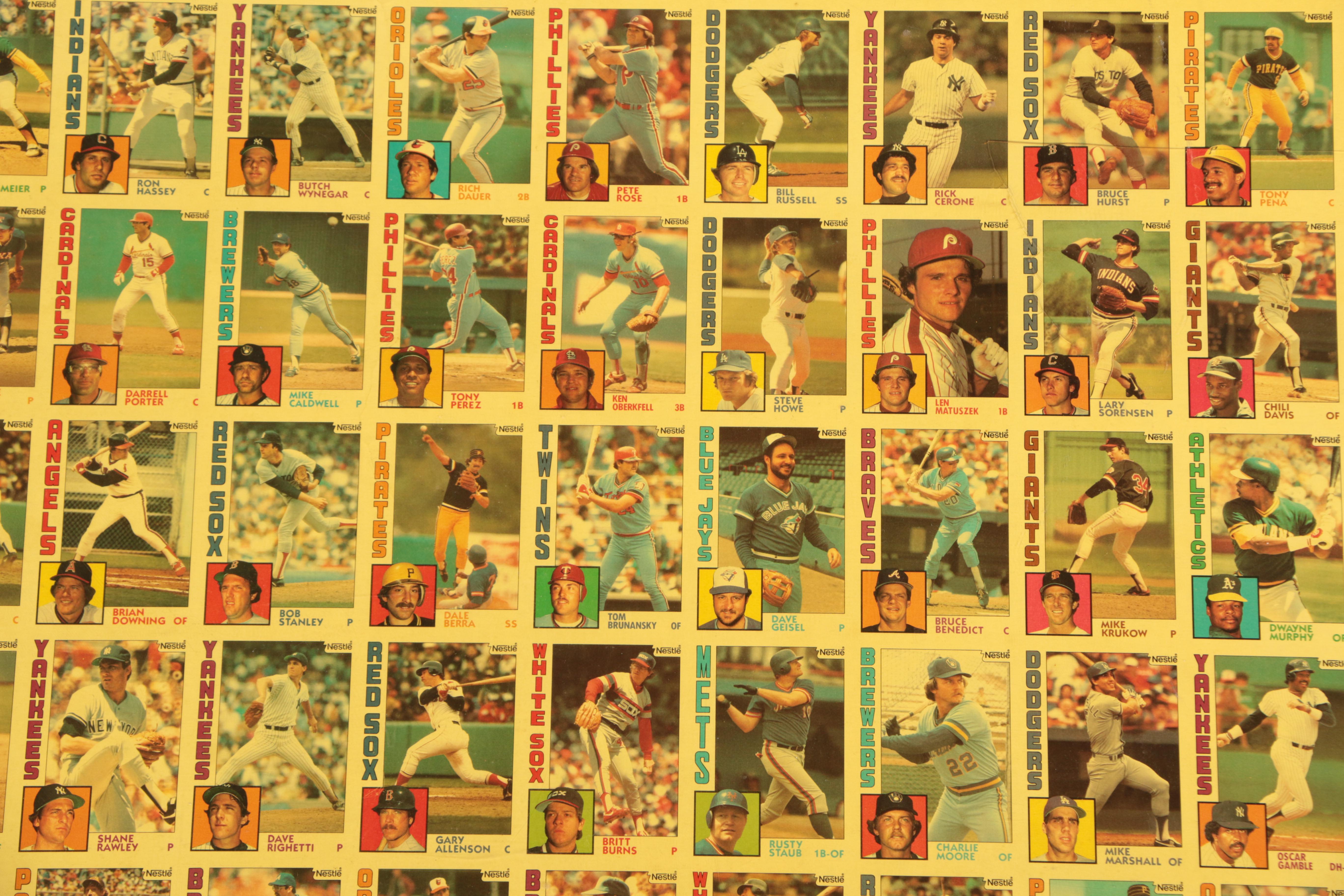 Uncut Sheet of Topps Baseball Cards from the 1984 Set