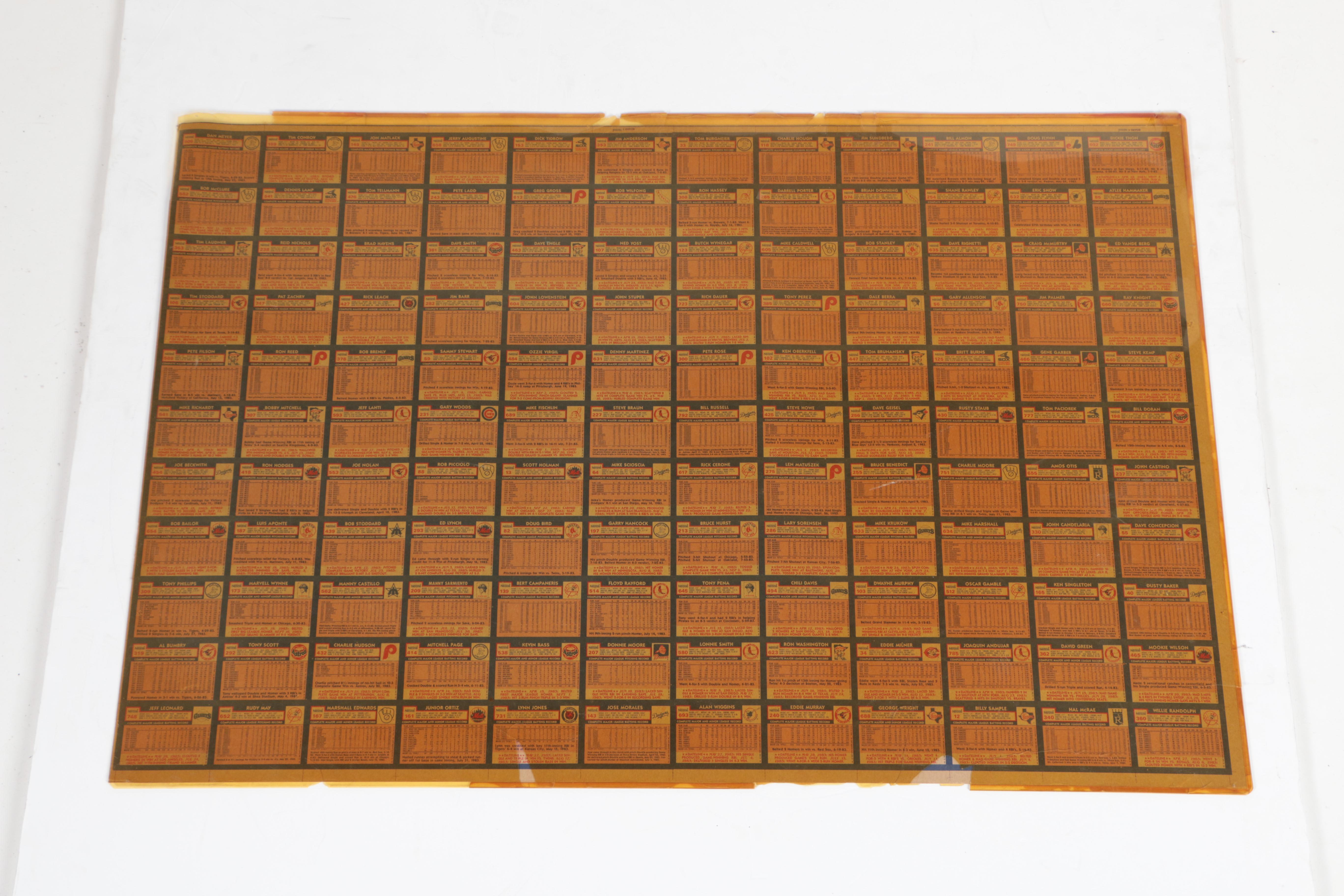 Uncut Sheet of Topps Baseball Cards from the 1984 Set